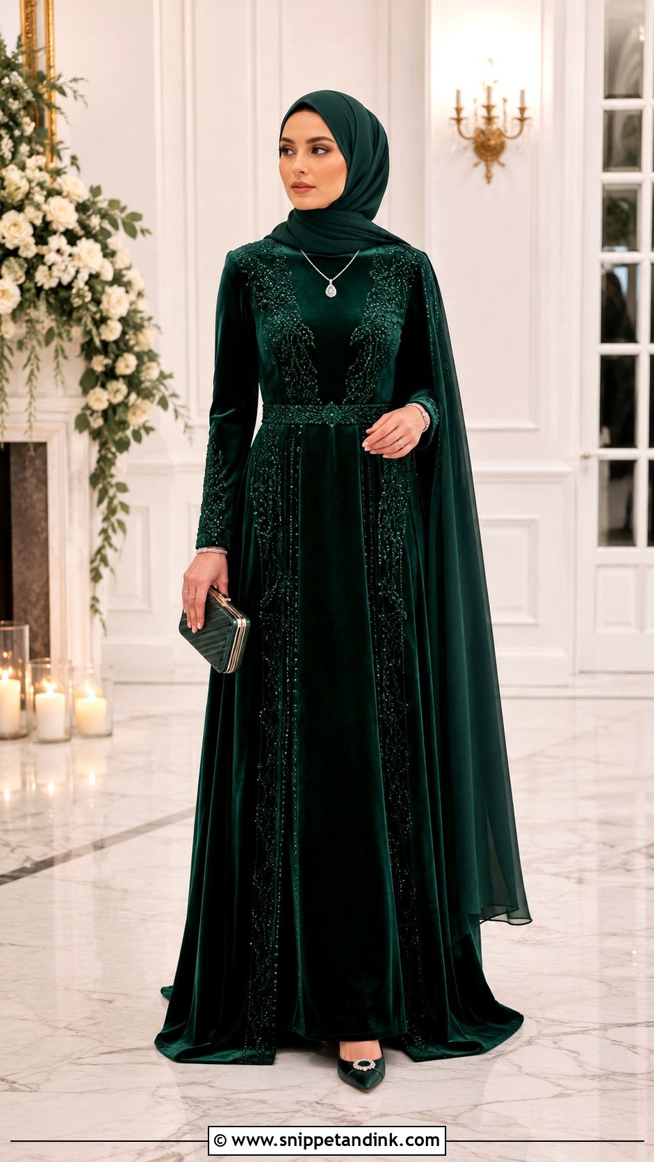 Velvet Islamic Wedding Dress With Hijab - Snippet and Ink - 25 Islamic Wedding Dress Hijab Bride Ideas