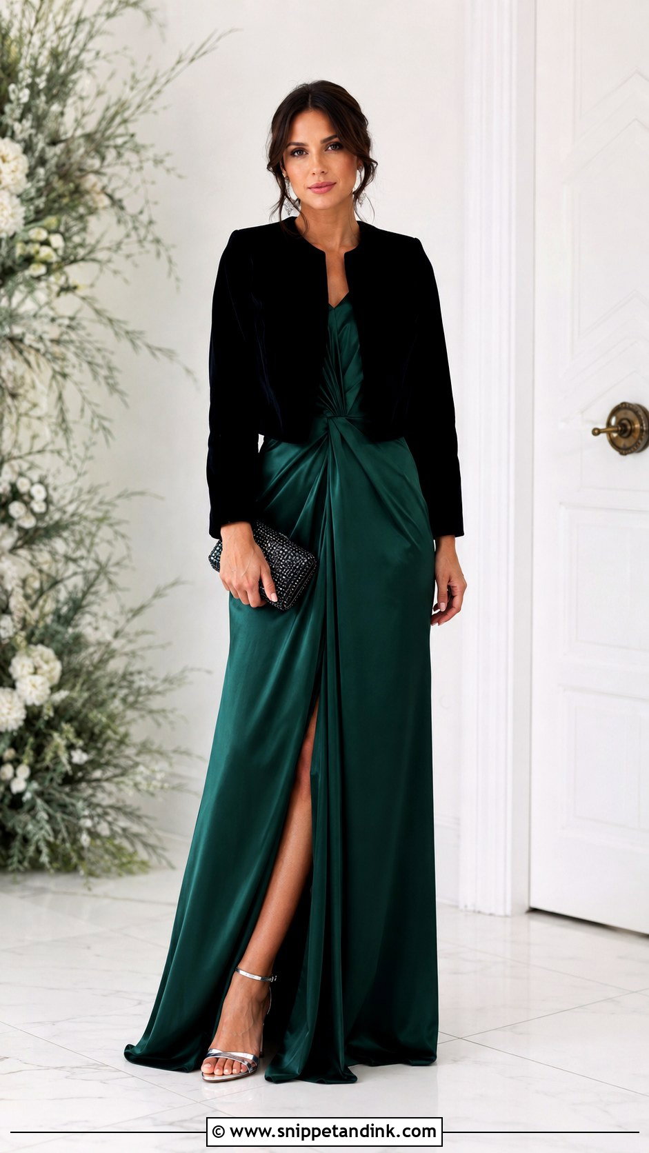 Velvet Jacket With Formal Maxi Dress - Snippet and Ink - 20 Jackets to Wear with Dresses to Wedding