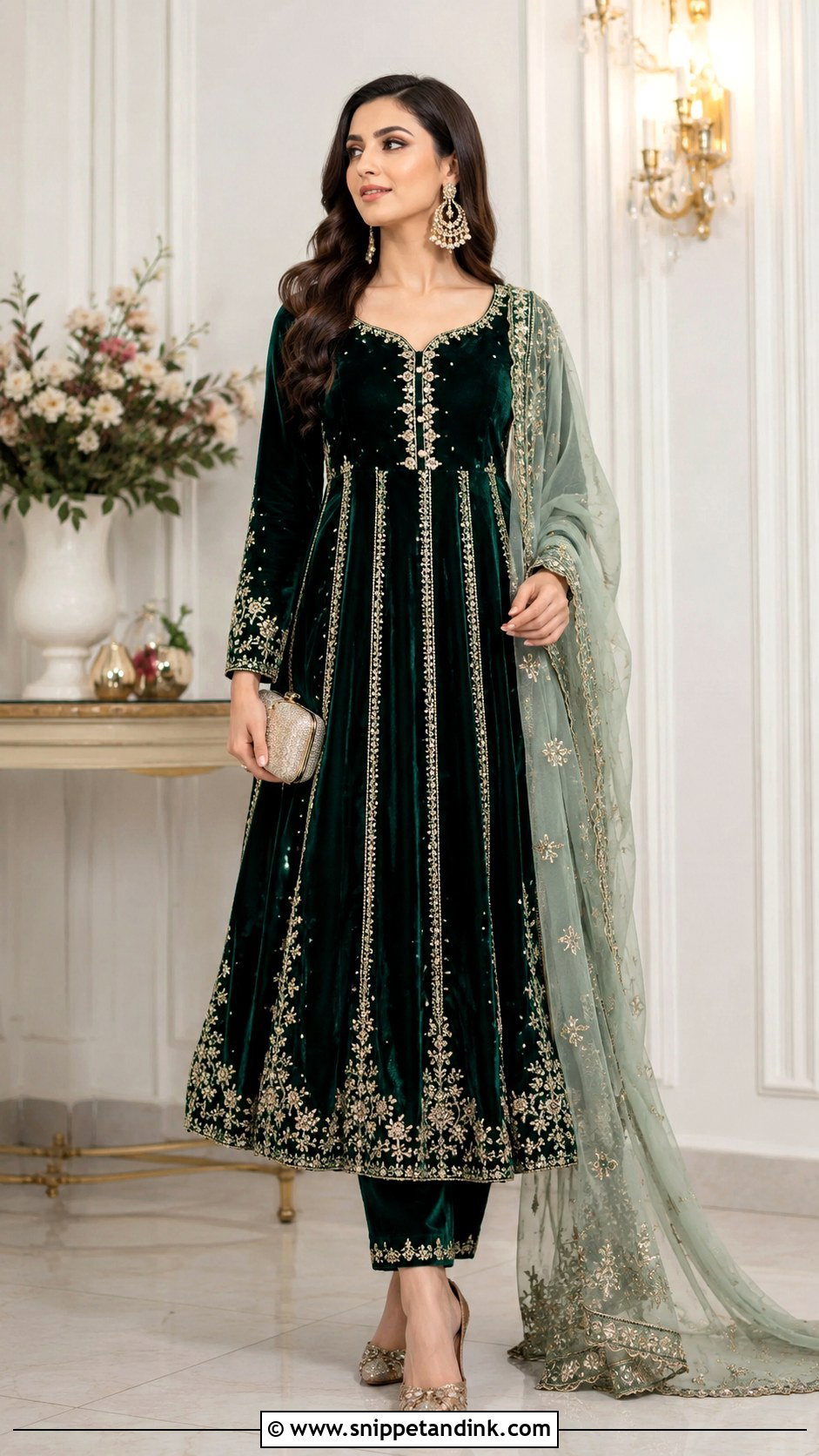 Velvet Kaliyan Wala Frock Suit For Winter - Snippet and Ink - 25 Kaliyan Wala Frock Suit Ideas