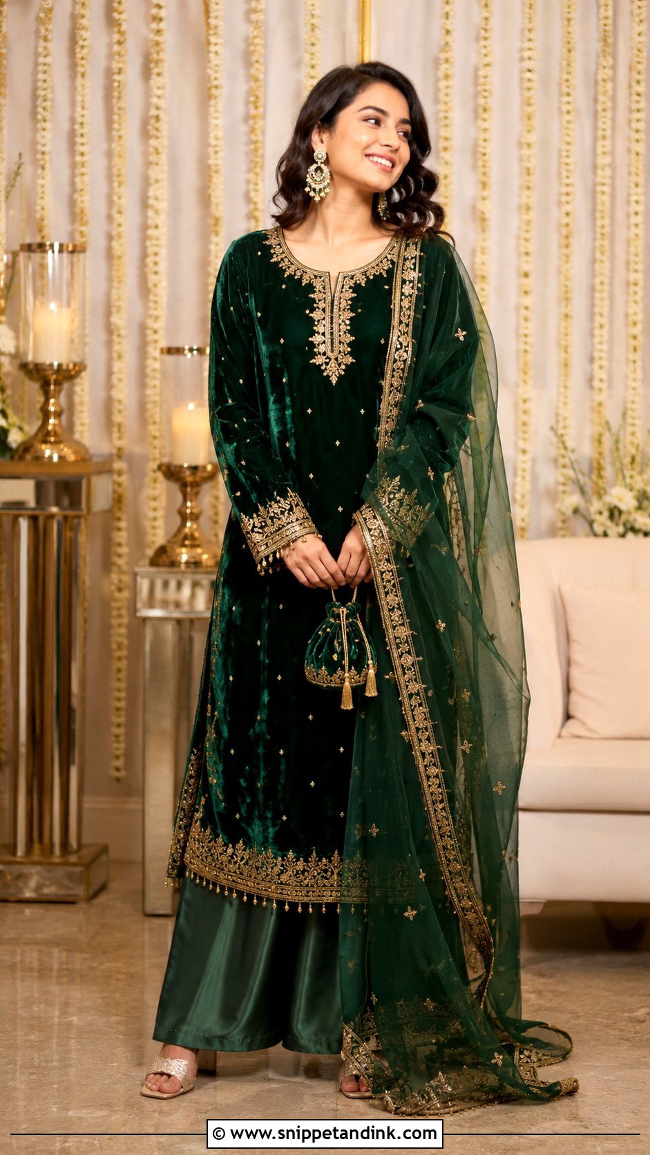 Velvet Kurta Mehendi Outfit - Snippet and Ink - 35 Mehendi Outfits