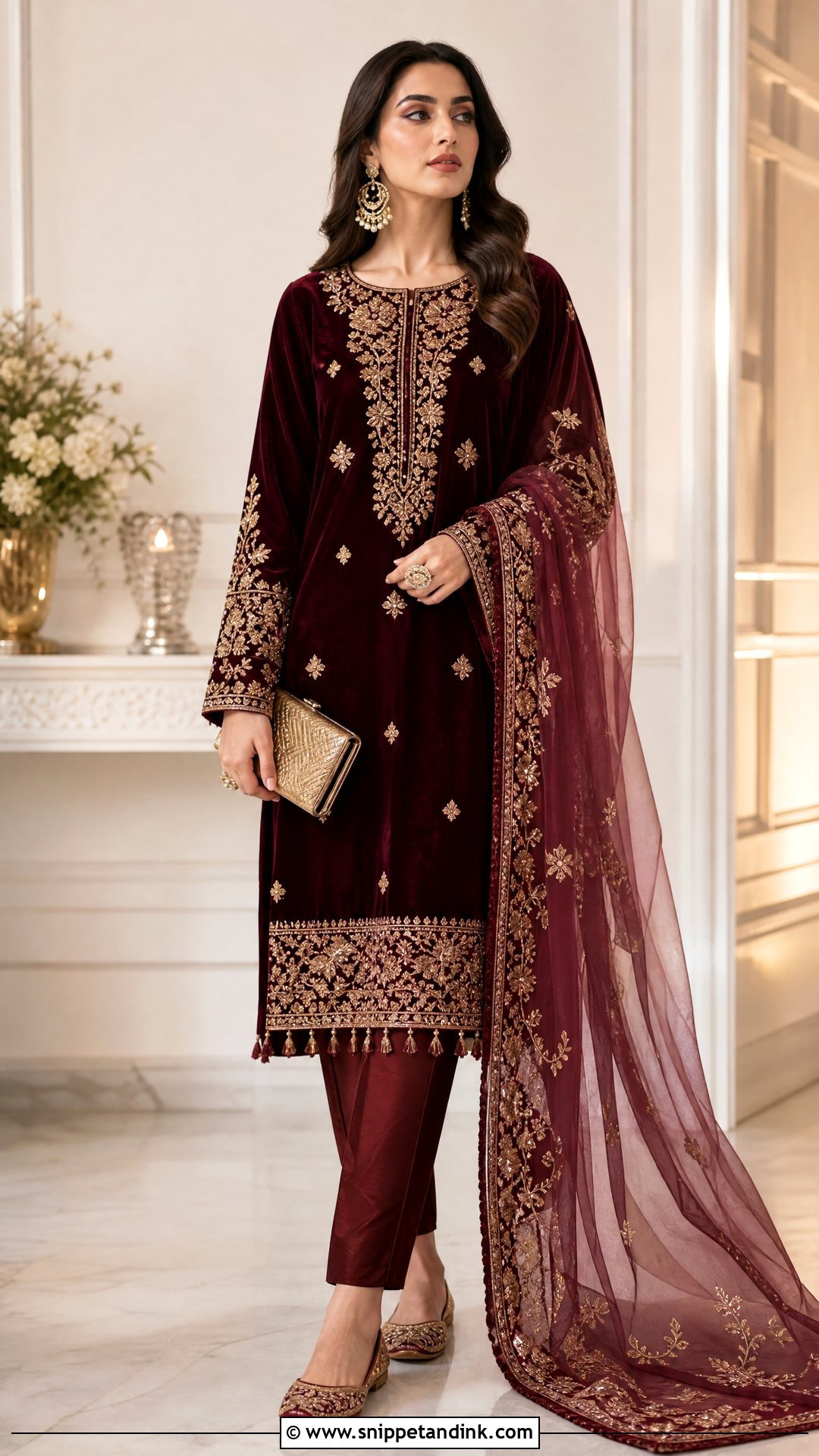 Velvet Kurta Set Bridal Trousseau Outfit - Snippet and Ink - 25 Bridal Trousseau Outfits
