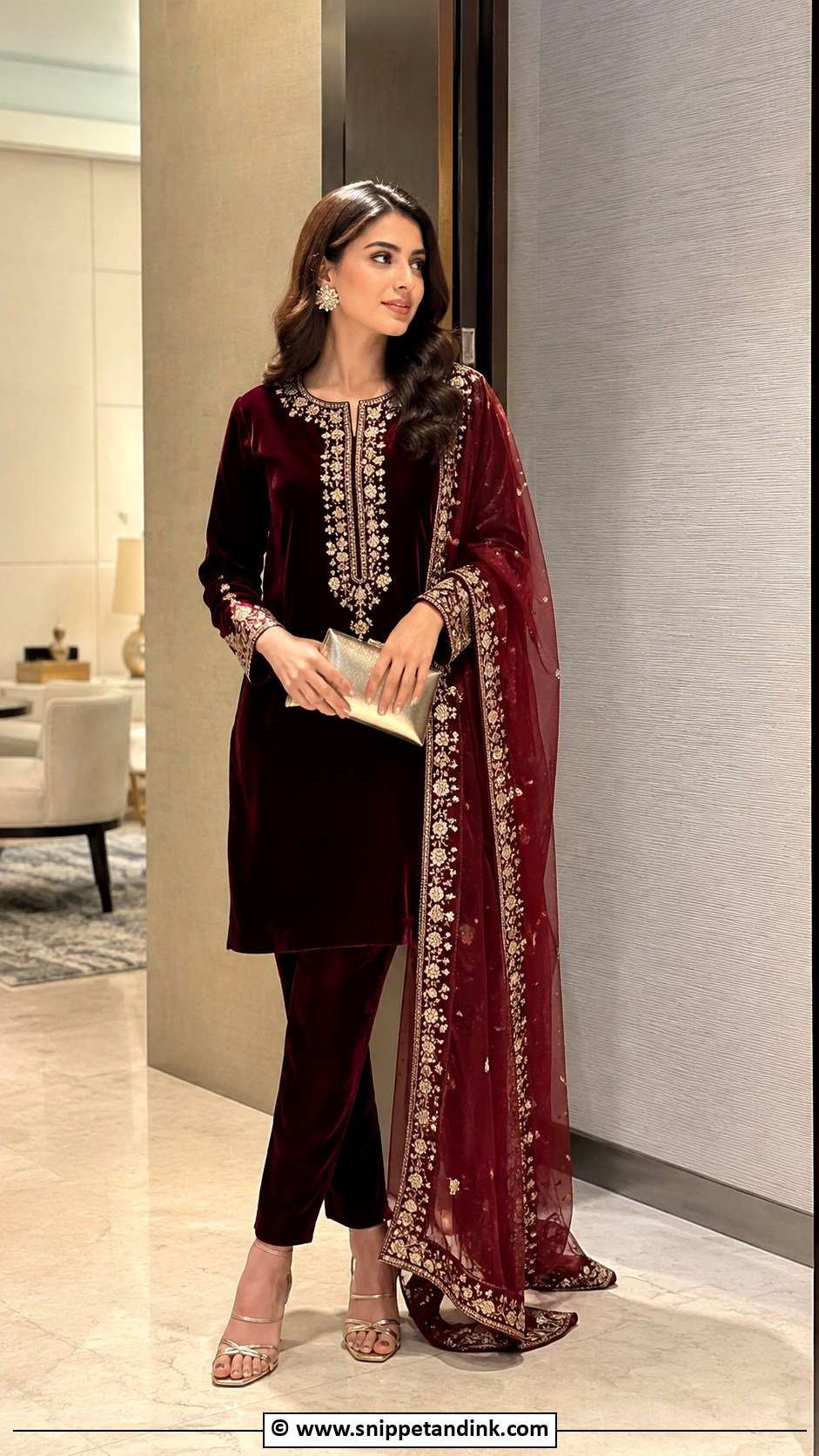 Velvet Kurta Set - Snippet and Ink - 25 Wedding Kurta Set for Women Ideas