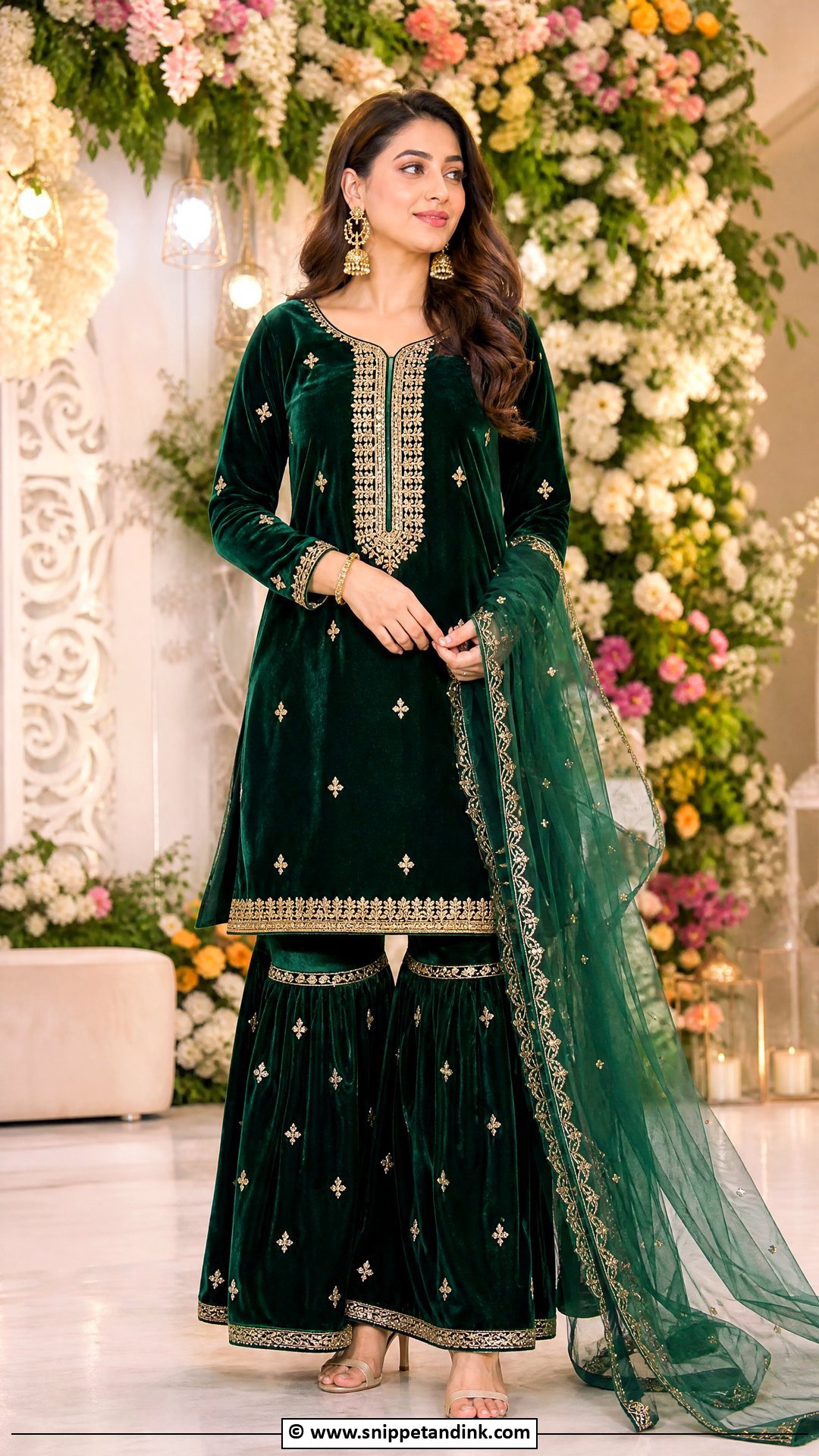 Velvet Kurta With Sharara Pants - Snippet and Ink - 35 Mehndi Dress Ideas