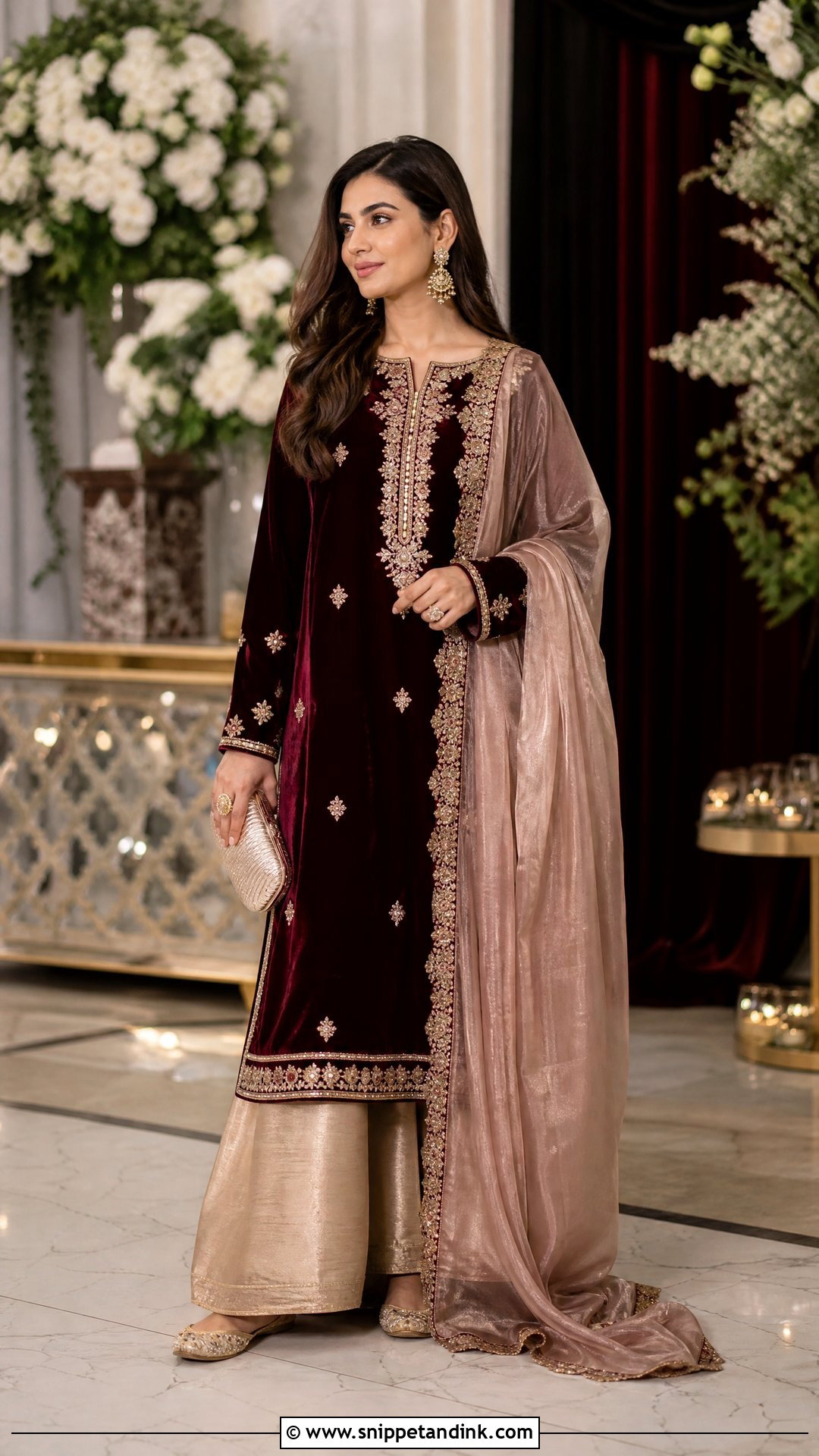 Velvet Kurta With Silk Palazzo Pants - Snippet and Ink - 20 Palazos Outfit Indian Wedding Ideas