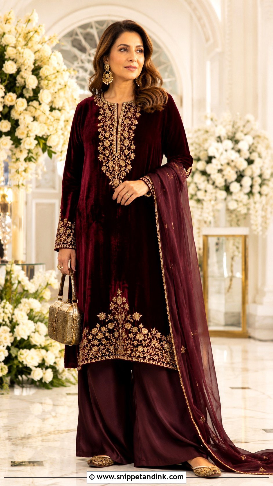 Velvet Kurta With Wide Leg Pants - Snippet and Ink - 20 Kurta Wedding Ideas