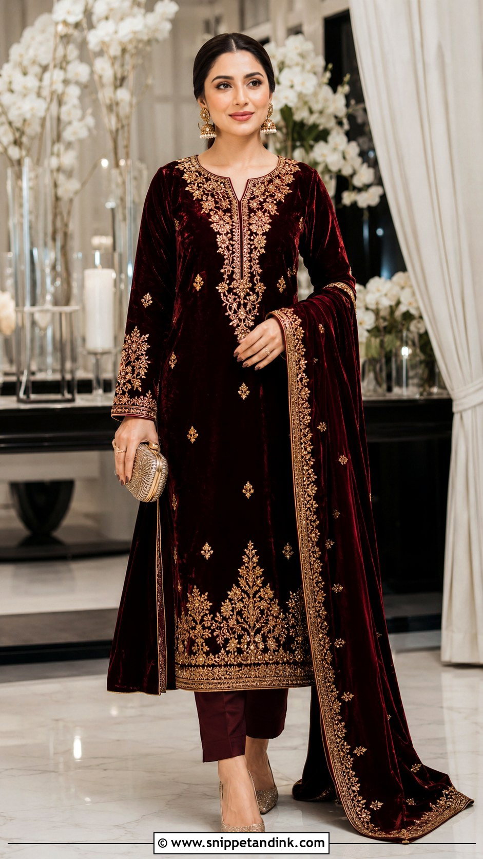Velvet Kurti With Trousers - Snippet and Ink - 20 Wedding Kurti Ideas