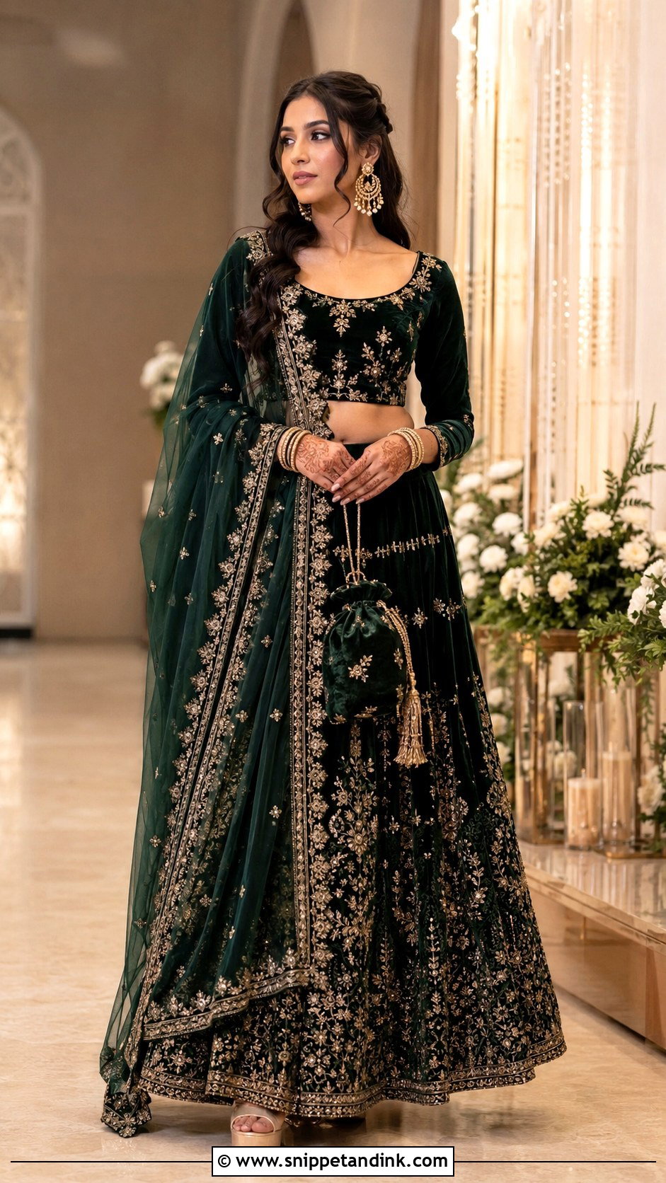 Velvet Lehenga Baraat Outfit - Snippet and Ink - 20 Baraat Outfits for Sisters