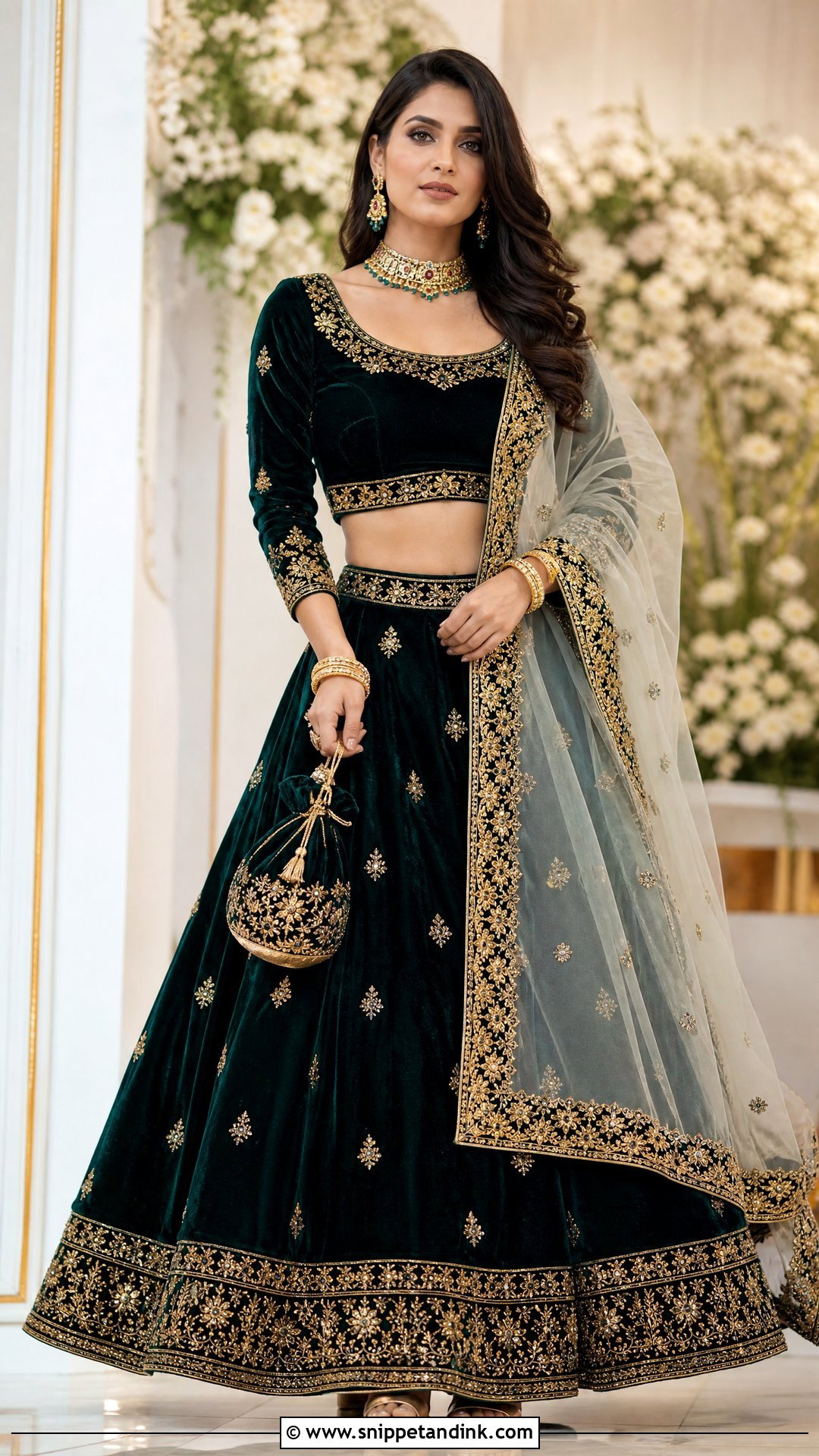 Velvet Lehenga Evening Sangeet Outfit - Snippet and Ink - 20 Pre Wedding Traditional Outfits