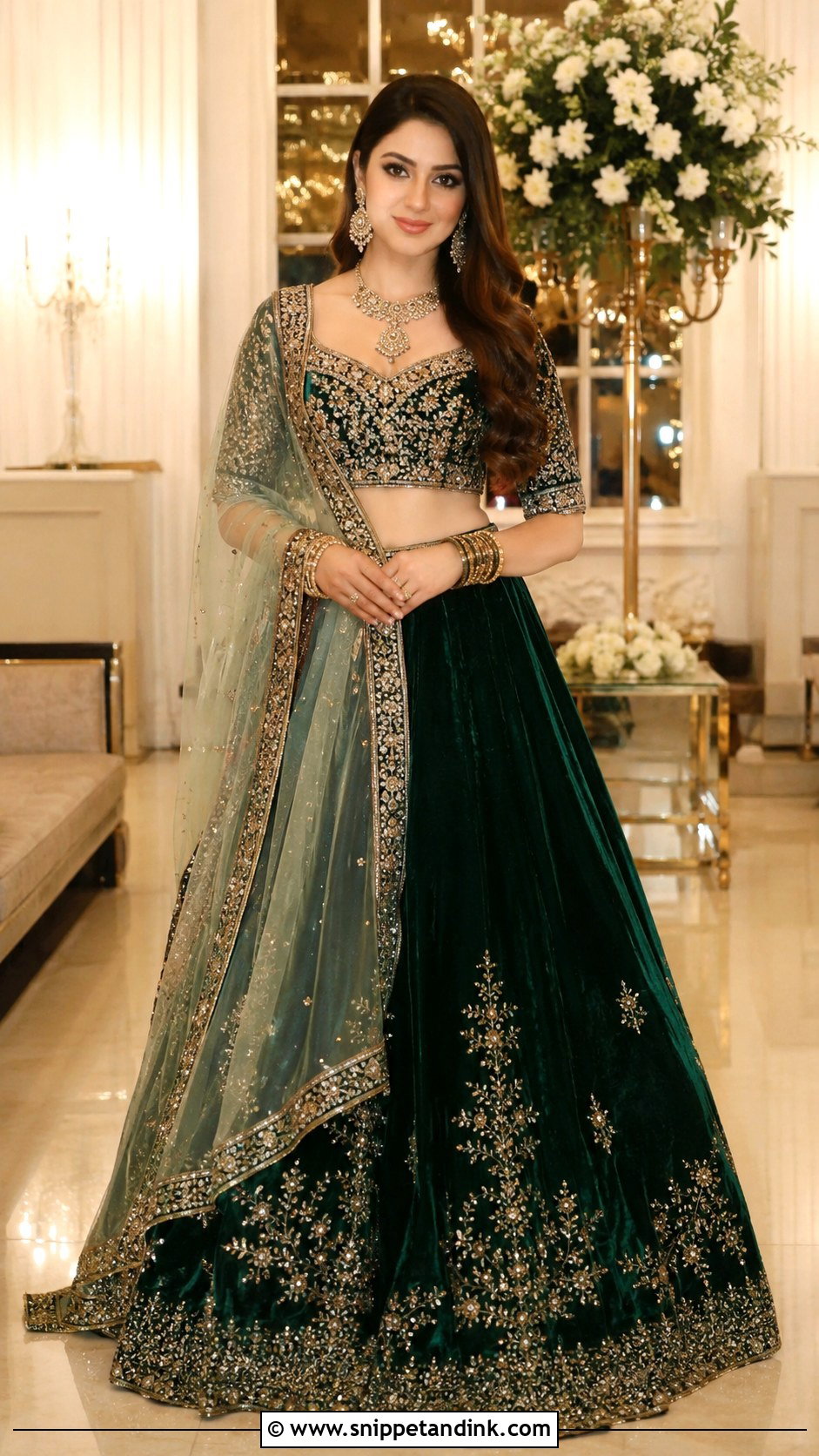 Velvet Lehenga For Engagement - Snippet and Ink - 30 Indian Engement Dress Ideas