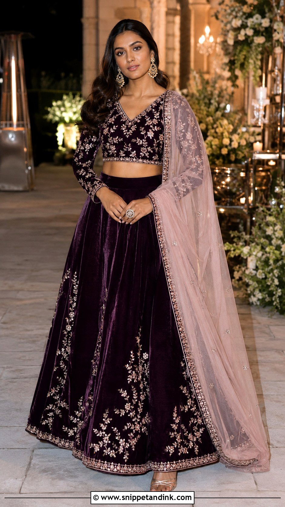 Velvet Lehenga For Indian Wedding Party - Snippet and Ink - 25 Indian Wedding Party Dresses
