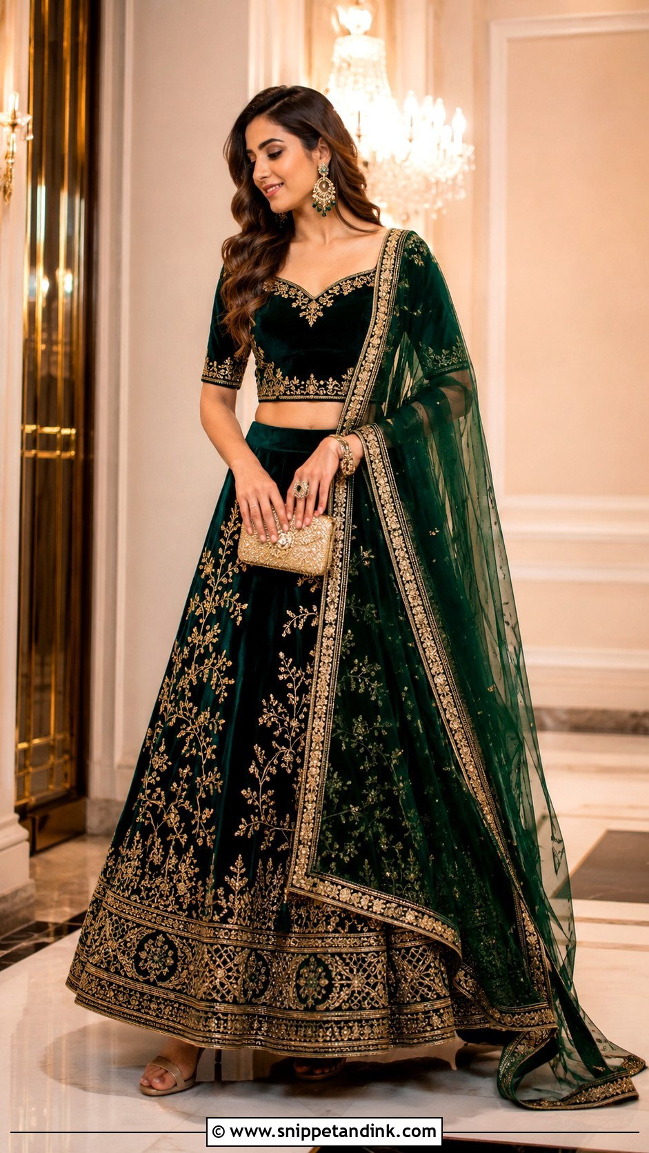 Velvet Lehenga For Sangeet - Snippet and Ink - 25 Sangeet Dress Ideas