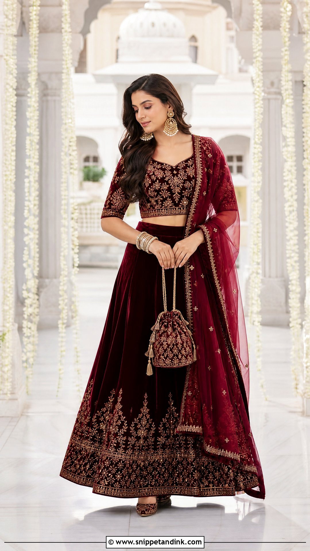 Velvet Lehenga For Winter Indian Wedding - Snippet and Ink - 20 Trendy Indian Wedding Outfits