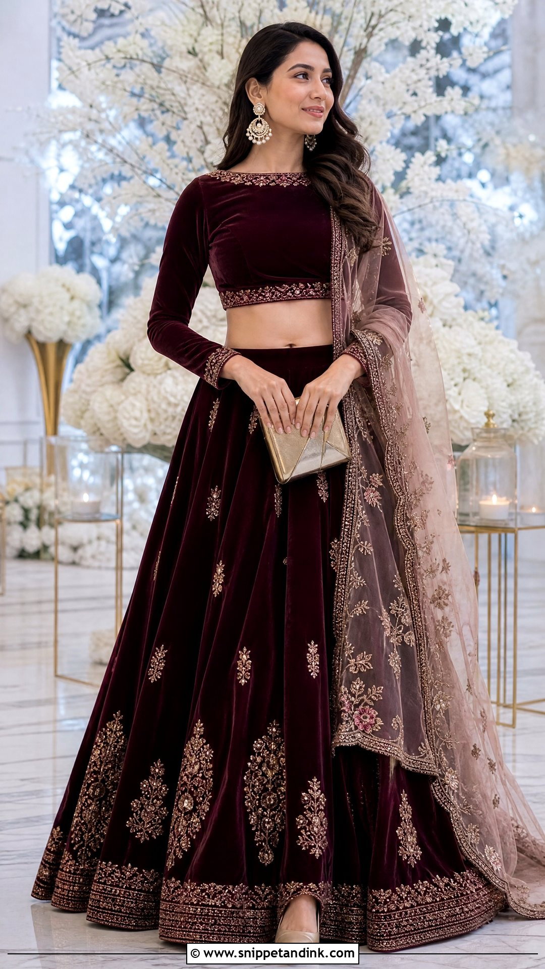 Velvet Lehenga For Winter Marriage Function - Snippet and Ink - 25 Marriage Function Dress Ideas