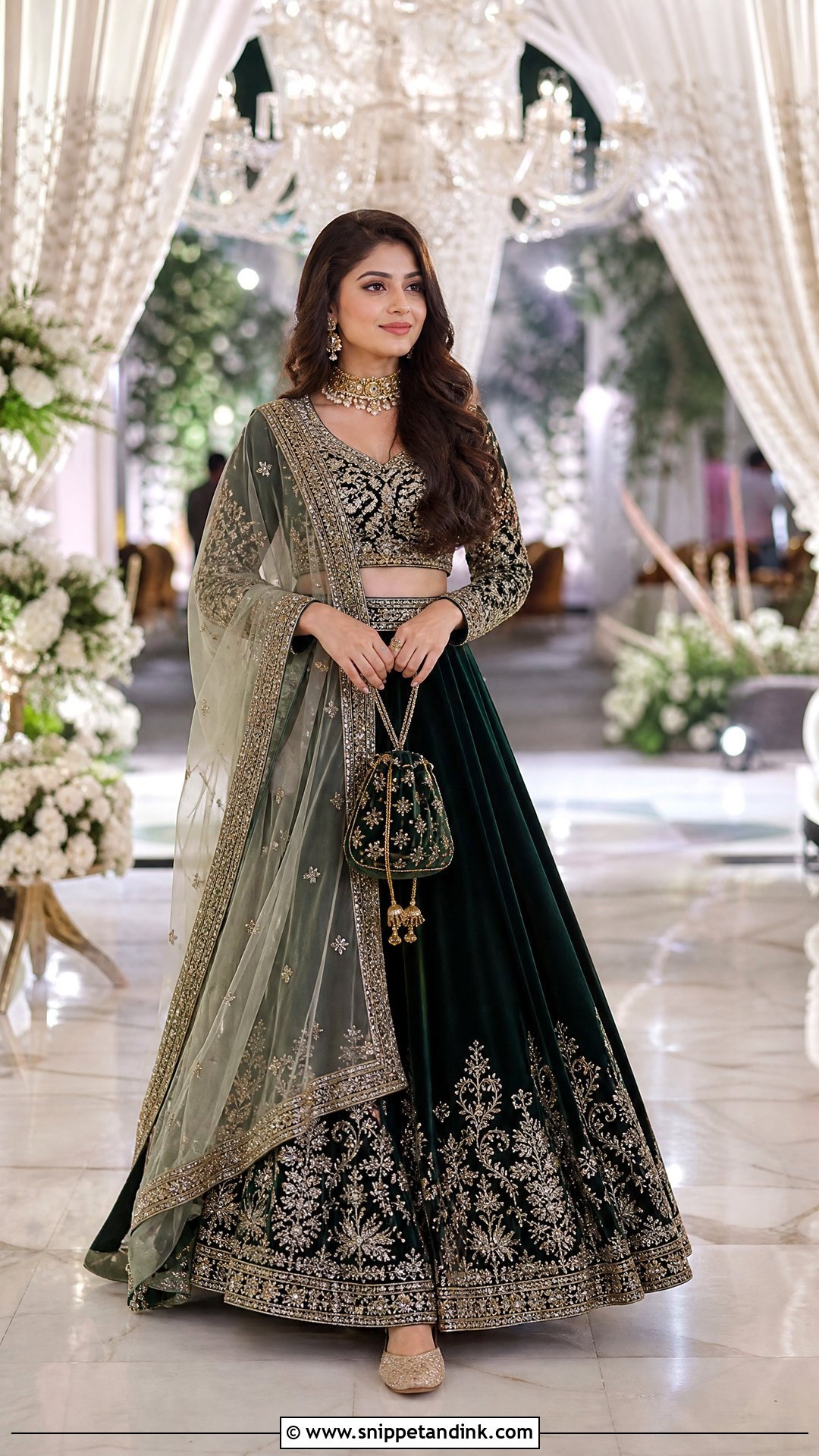 Velvet Lehenga For Winter Sister Wedding - Snippet and Ink - 20 Indian Sisters Wedding Dresses
