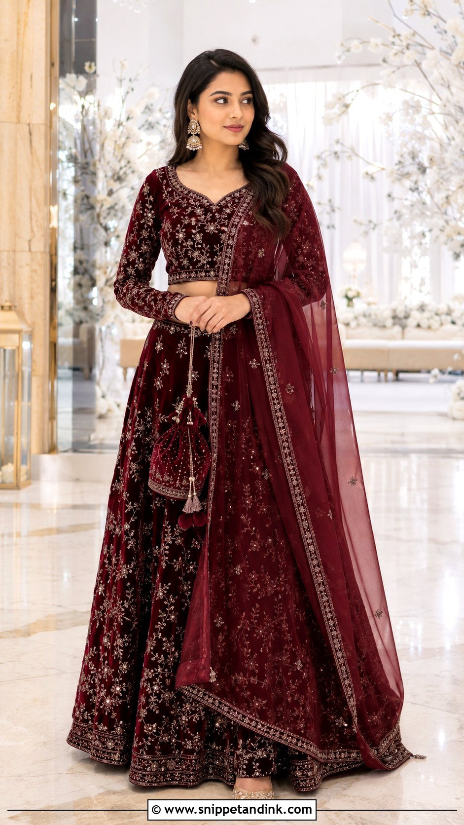 Velvet Lehenga For Winter Wedding - Snippet and Ink - 20 Indian Wedding Ethnic Dresses Ideas