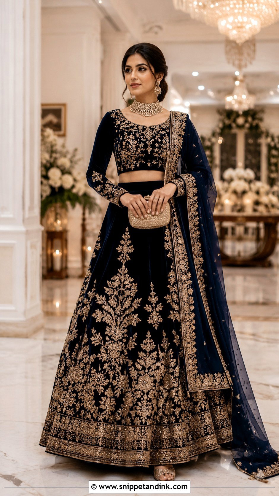 Velvet Lehenga For Winter Wedding - Snippet and Ink - 25 Indian Outfit for Brothers Wedding Ideas