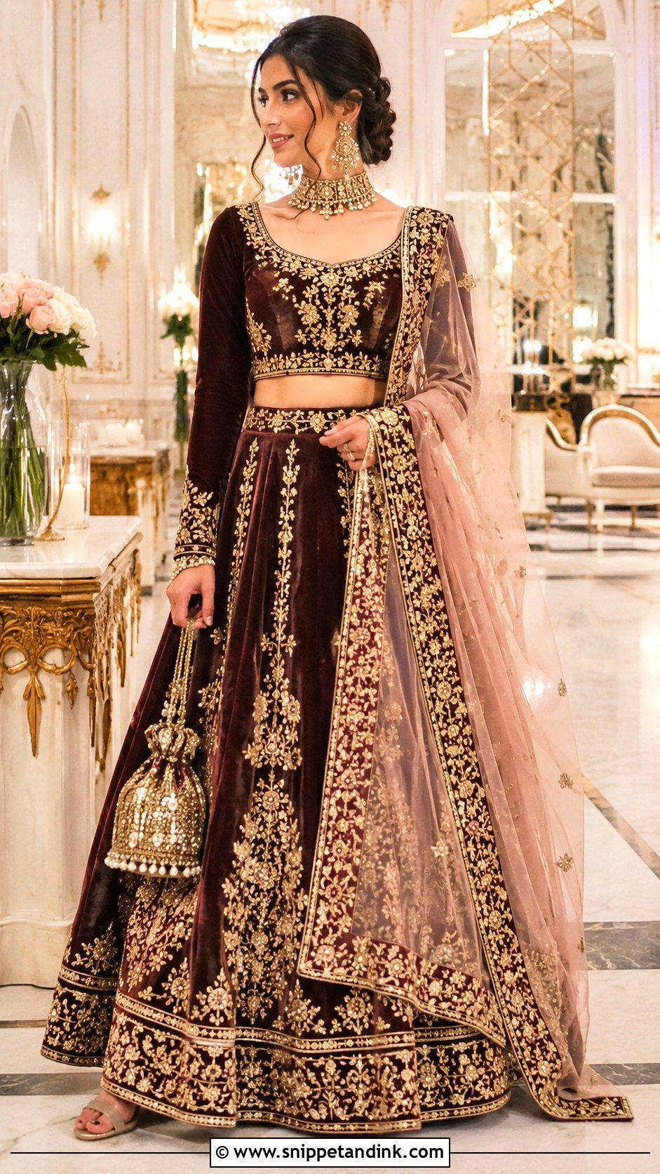 Velvet Lehenga For Winter Wedding - Snippet and Ink - 25 Indian Wedding Dresses for Women