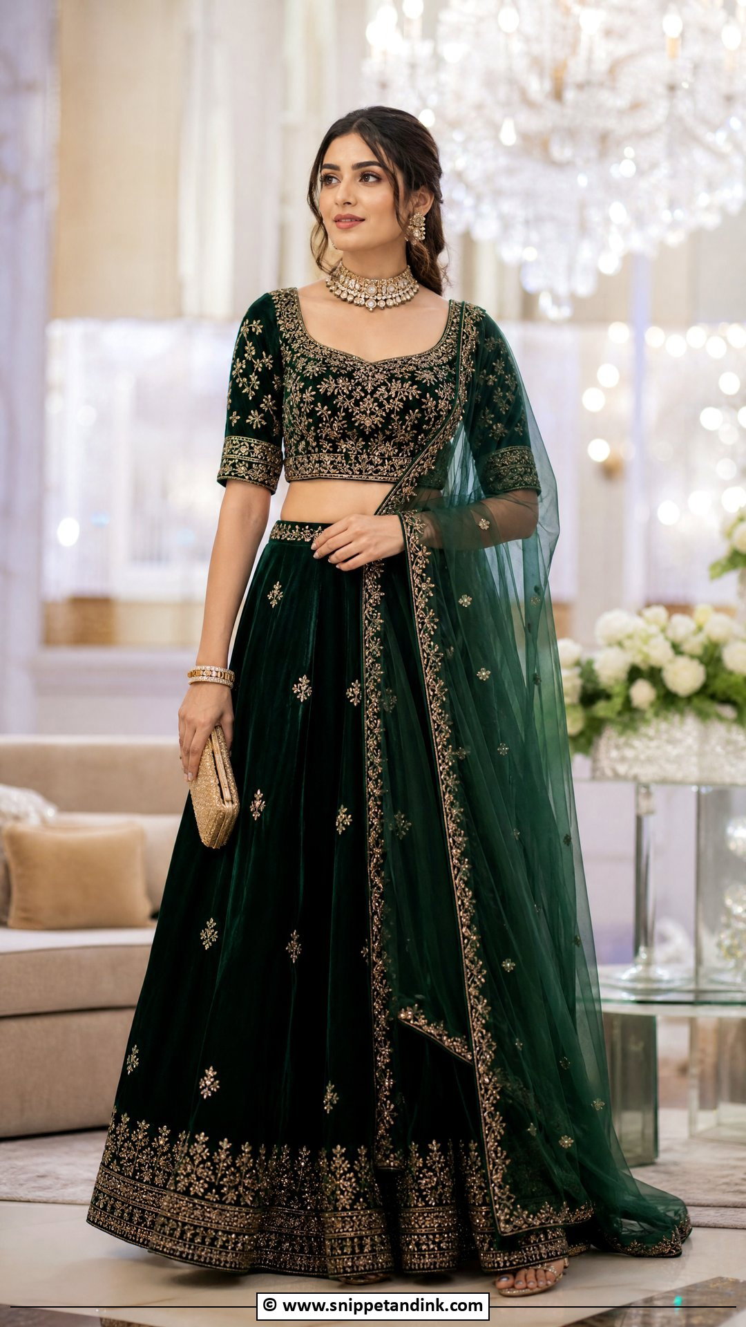 Velvet Lehenga Outfit - Snippet and Ink - 35 Indian Wedding Dress Ideas
