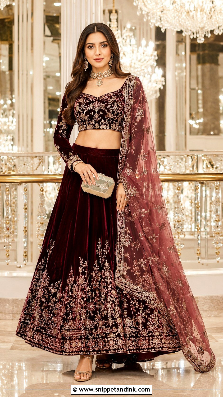Velvet Lehenga Outfit - Snippet and Ink - 25 Desi Wedding Shaadi Outfits