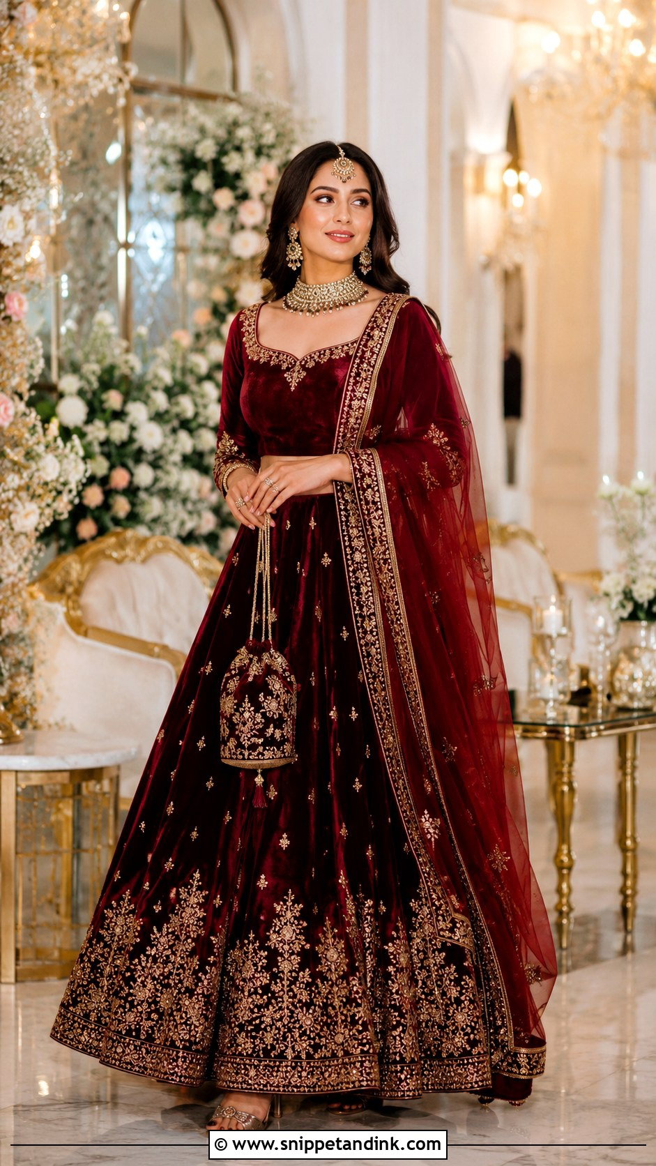 Velvet Lehenga Outfit - Snippet and Ink - 20 Indian Marriage Outfits for Women