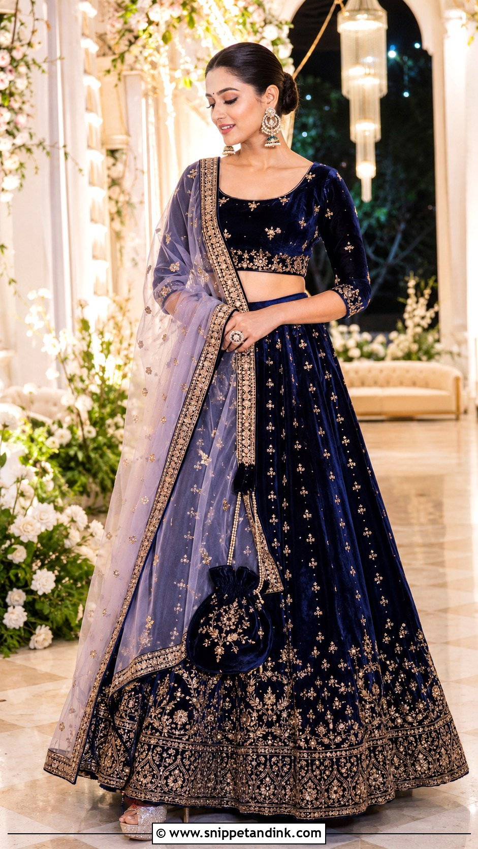 Velvet Lehenga Outfit For Winter Wedding - Snippet and Ink - 20 Indian Siders Wedding Outfits