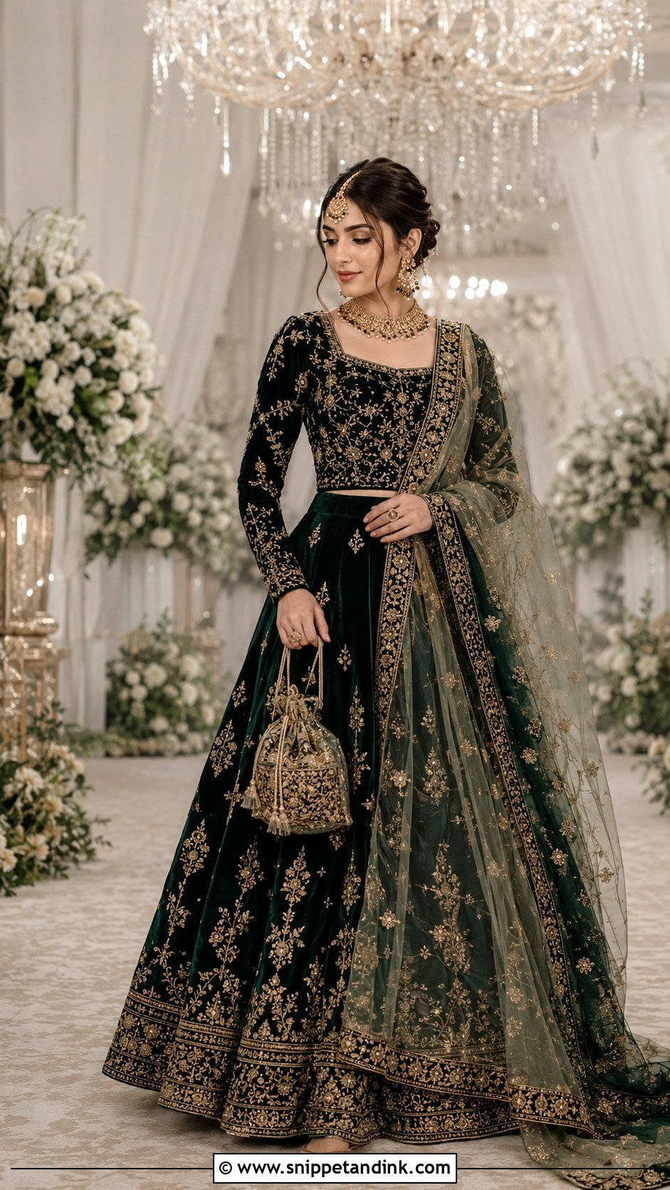 Velvet Lehenga Outfit for Winter Wedding - Snippet and Ink - 20 Indian Outfits for Sisters Wedding