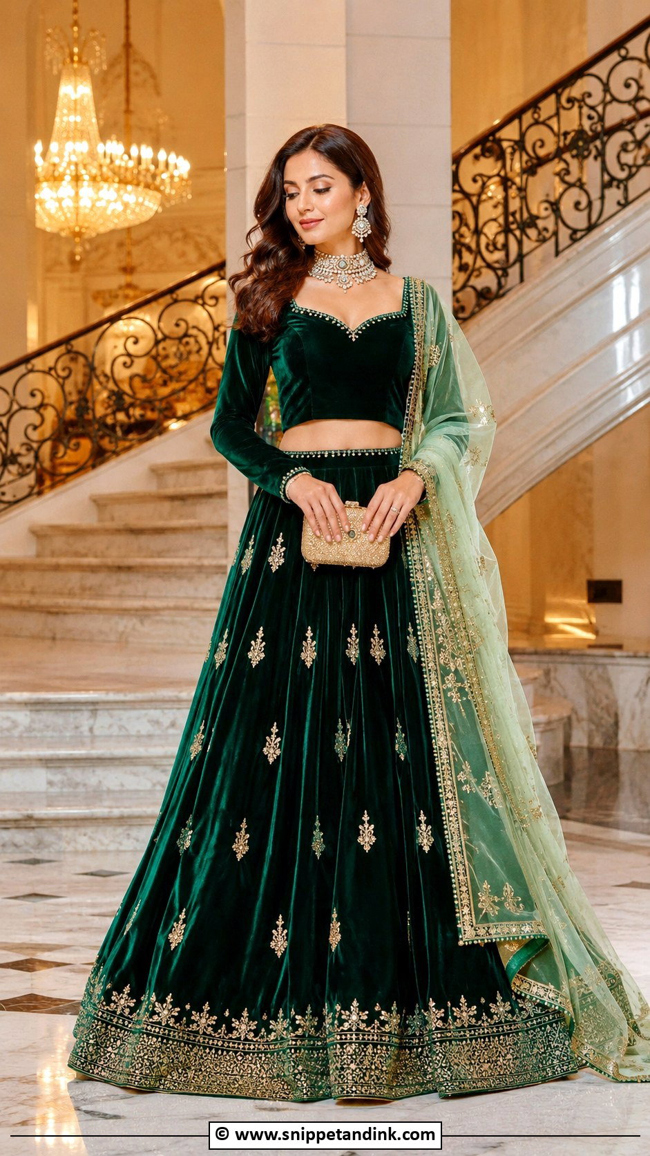 Velvet Lehenga Outfit - Snippet and Ink - 30 Indian Wedding Outfit Ideas