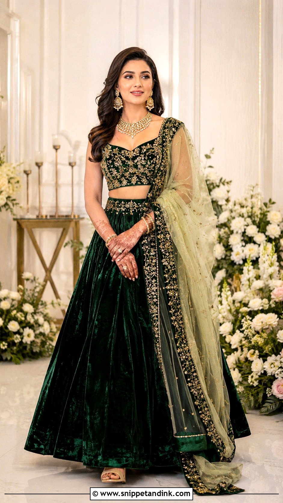 Velvet Lehenga Ring Ceremony Outfit - Snippet and Ink - 30 Ring Ceremony Outfit Ideas