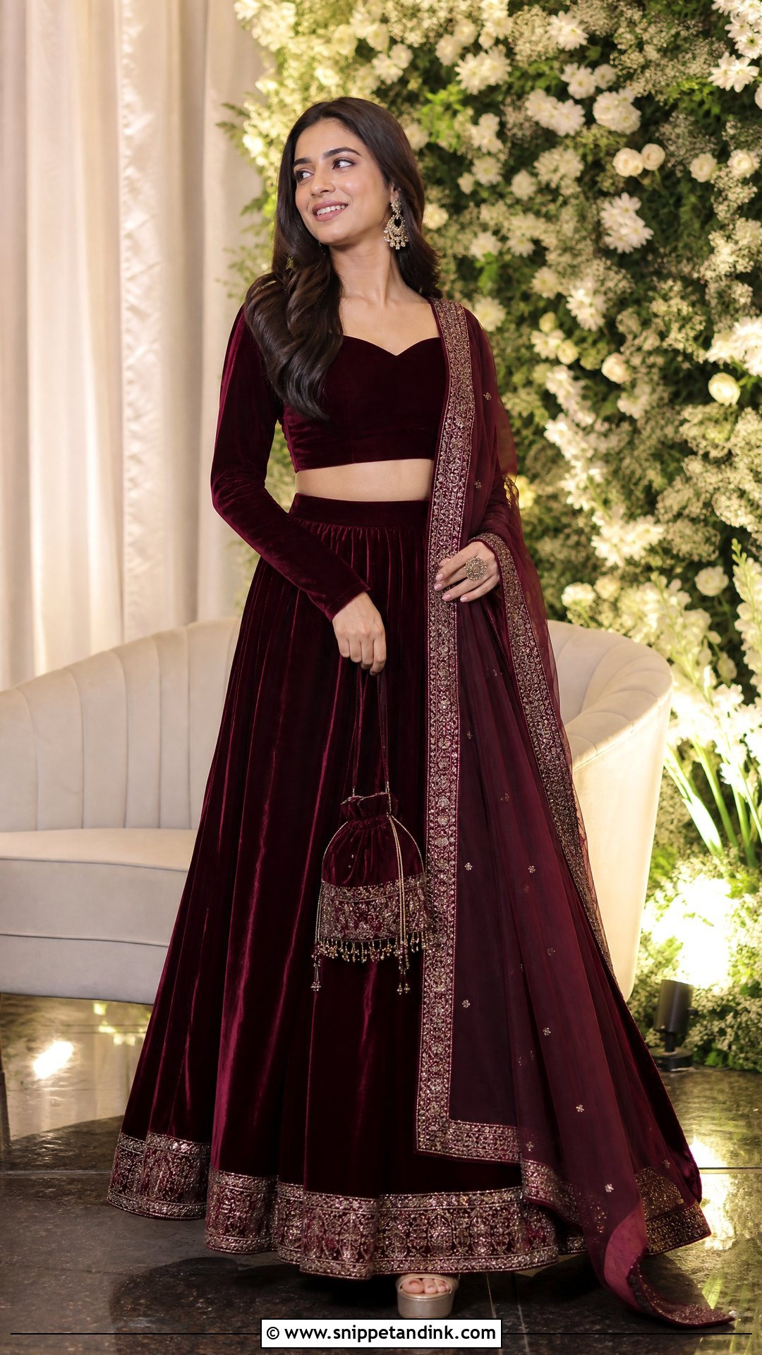 Velvet Lehenga Sangeet Outfit - Snippet and Ink - 20 Sangeet Outfit for Sisters Wedding Ideas