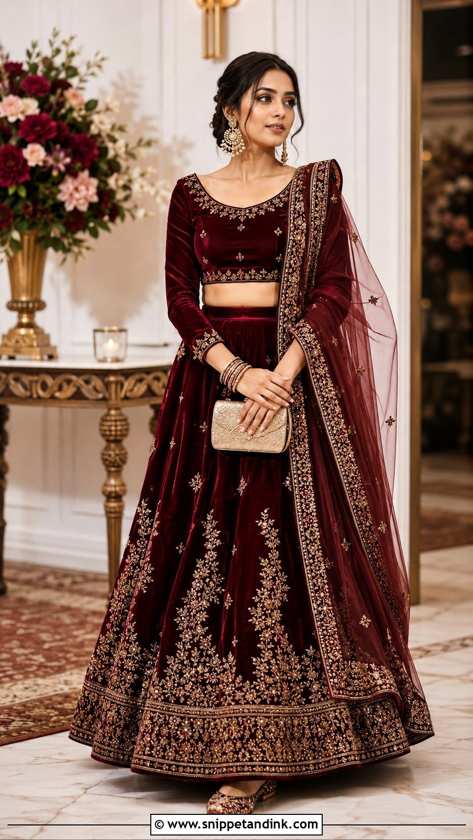 Velvet Lehenga Wedding Dress - Snippet and Ink - 20 Indian Girls Wedding Dresses