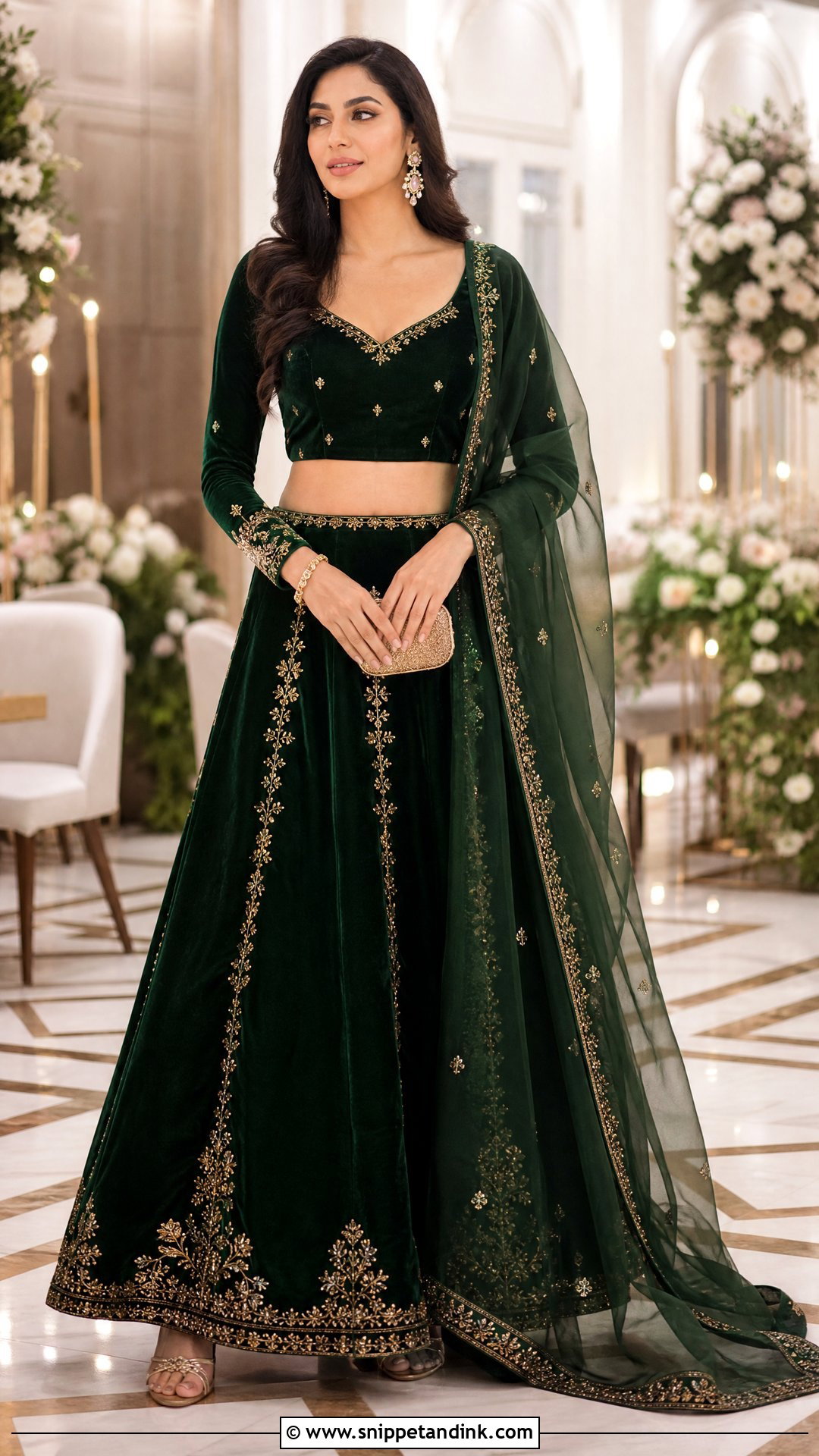 Velvet Lehenga Wedding Outfit - Snippet and Ink - 20 Traditional Outfits for Wedding