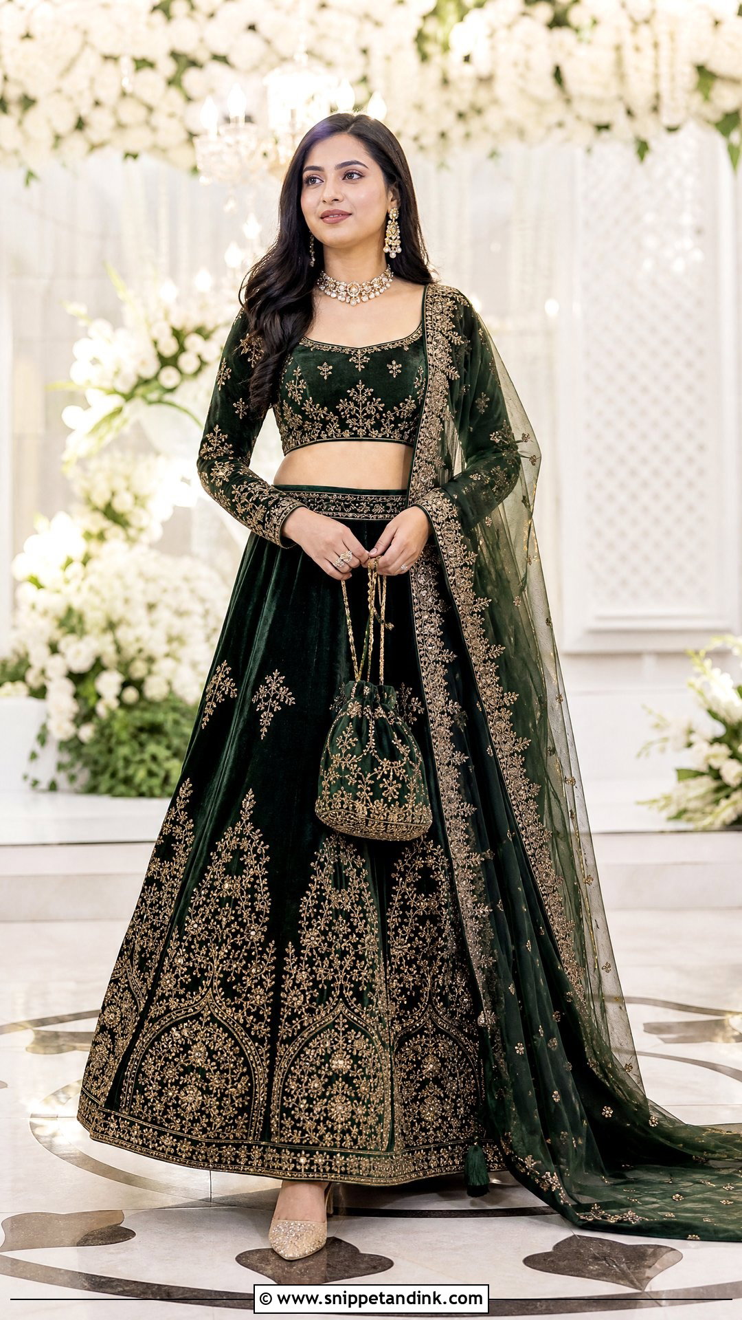 Velvet Lehenga Wedding Outfit - Snippet and Ink - 20 Unique Indian Wedding Outfits