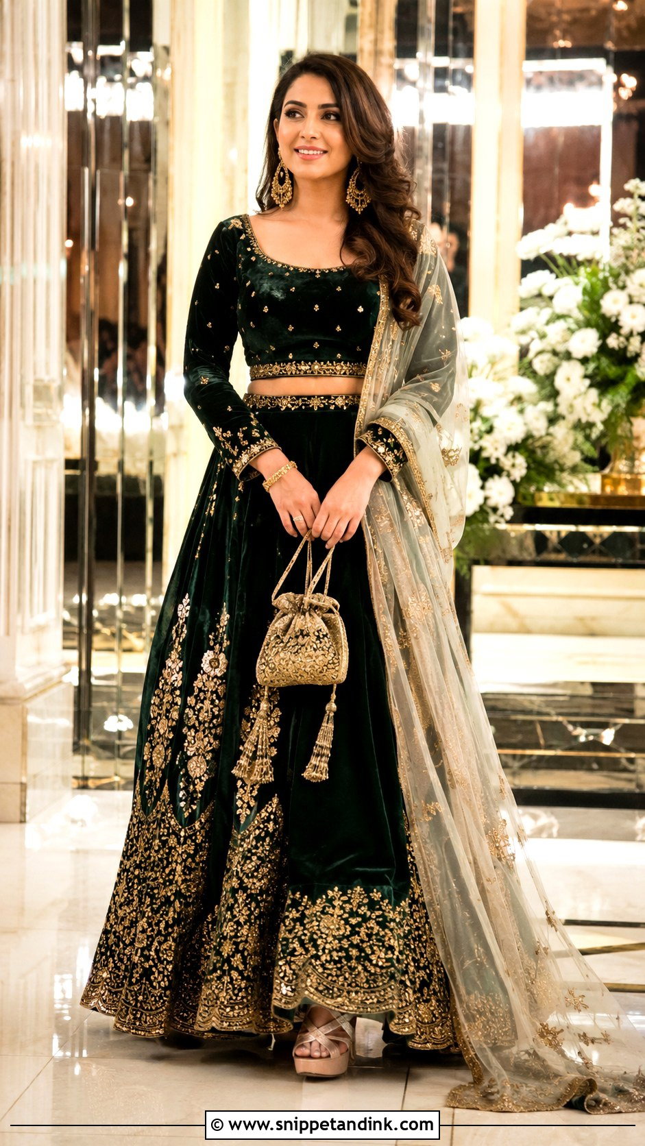 Velvet Lehenga Wedding Outfit - Snippet and Ink - 20 Modern Indian Wedding Dress Ideas