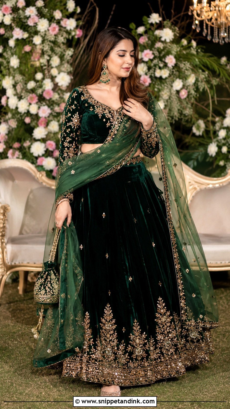 Velvet Lehenga Winter Sangeet Outfit - Snippet and Ink - 20 Indian Prewedding Outfit Ideas