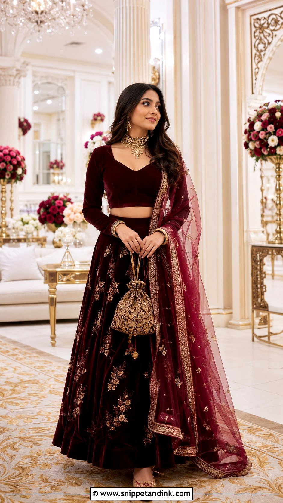 Velvet Lehenga Winter Wedding Bhabhi Look - Snippet and Ink - 20 Bhabhi Look in Wedding Ideas