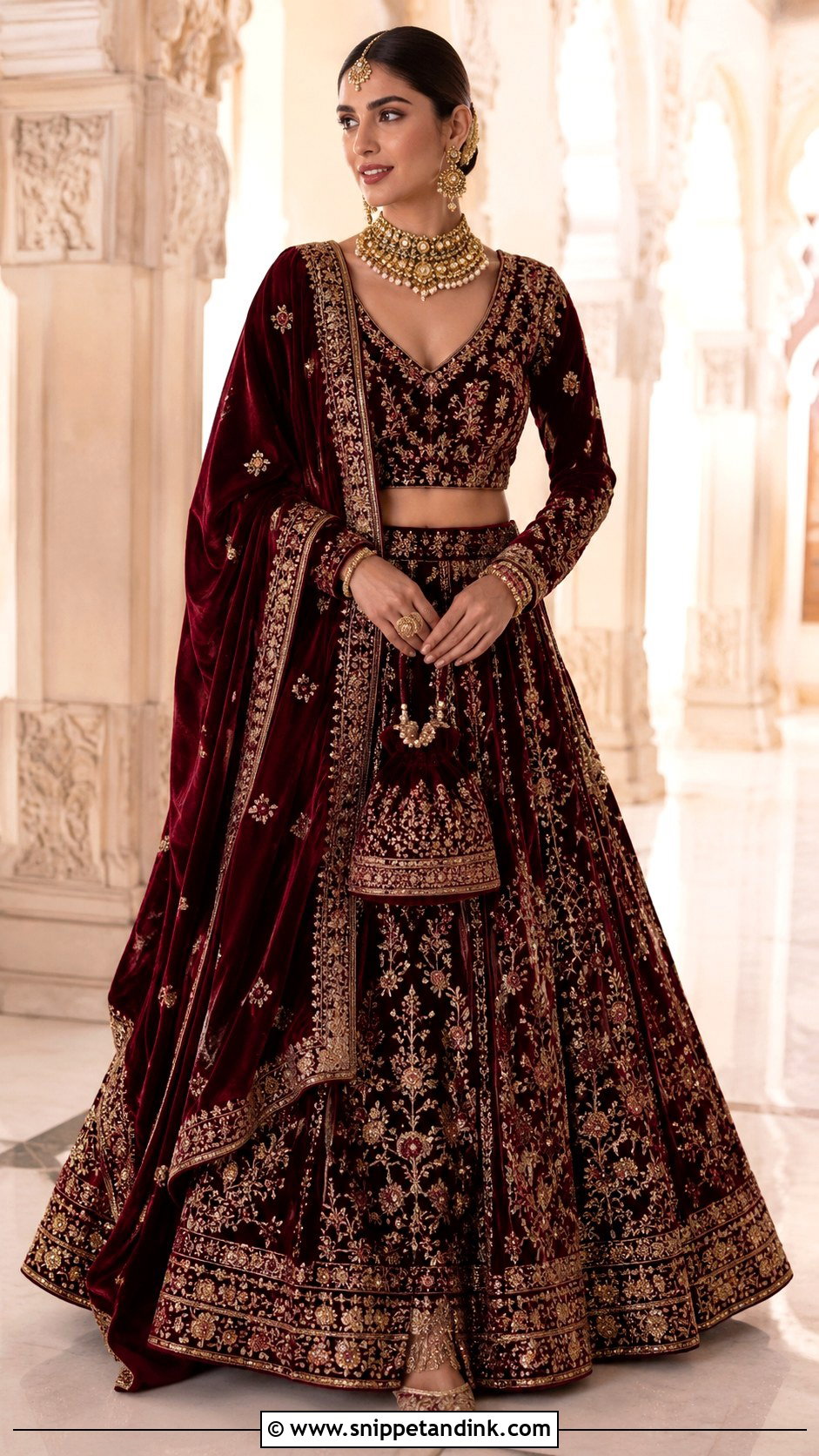Velvet Lehenga Winter Wedding Outfit - Snippet and Ink - 25 New Indian Wedding Dress Ideas