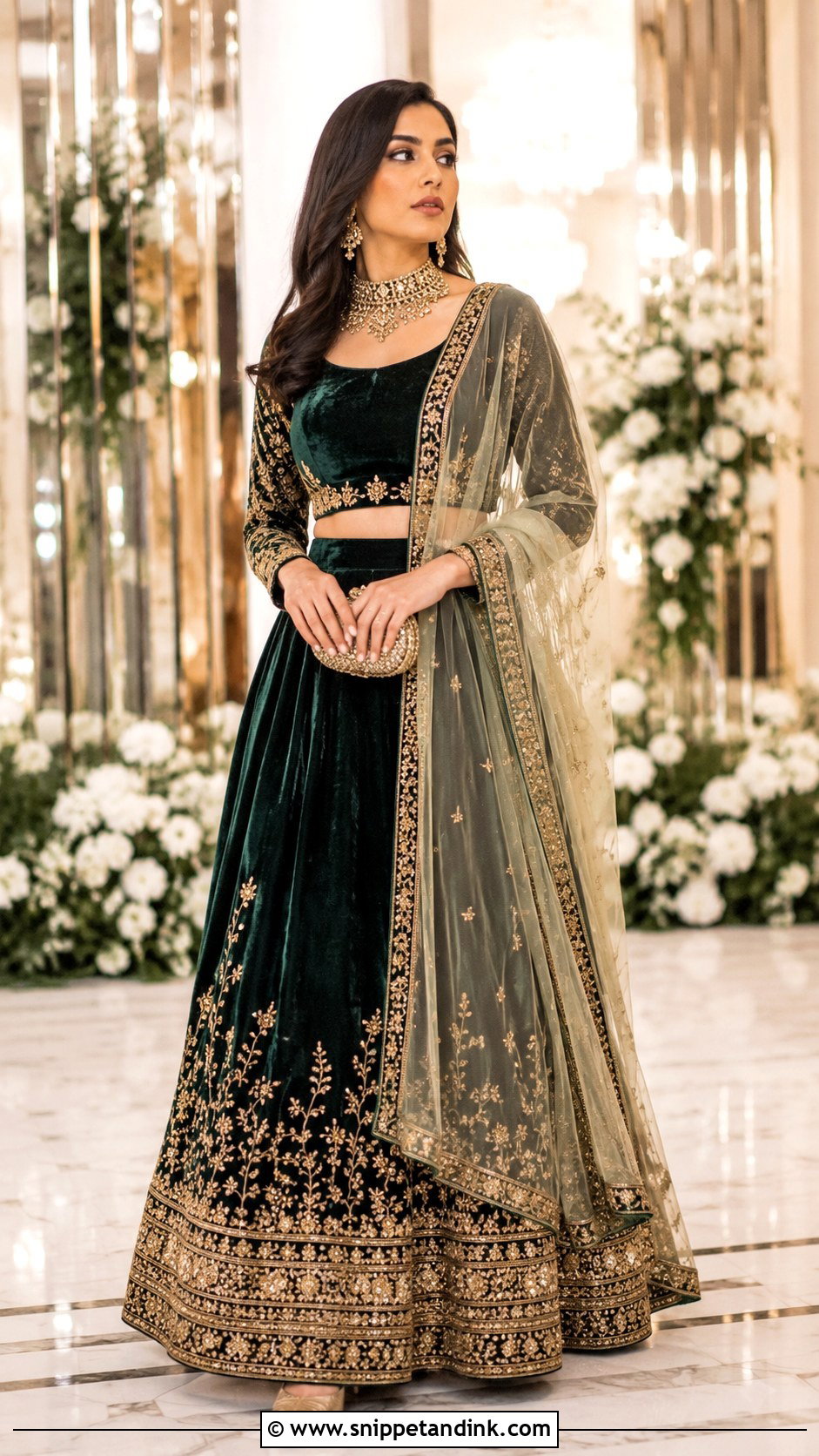 Velvet Lehenga for Indian Marriage - Snippet and Ink - 20 Indian Marriage Dress Ideas
