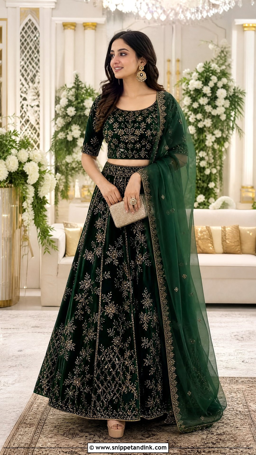 Velvet Lehenga for Ring Ceremony - Snippet and Ink - 20 Ring Ceremony Outfit for Sister Ideas