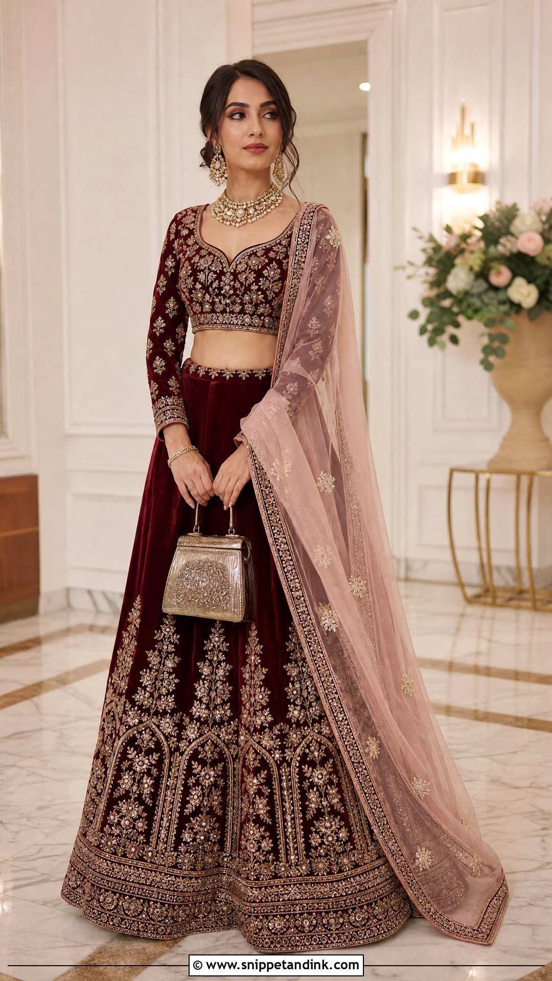 Velvet Lehenga for Winter Indian Wedding - Snippet and Ink - 20 Indian Wedding Dress for Women Ideas