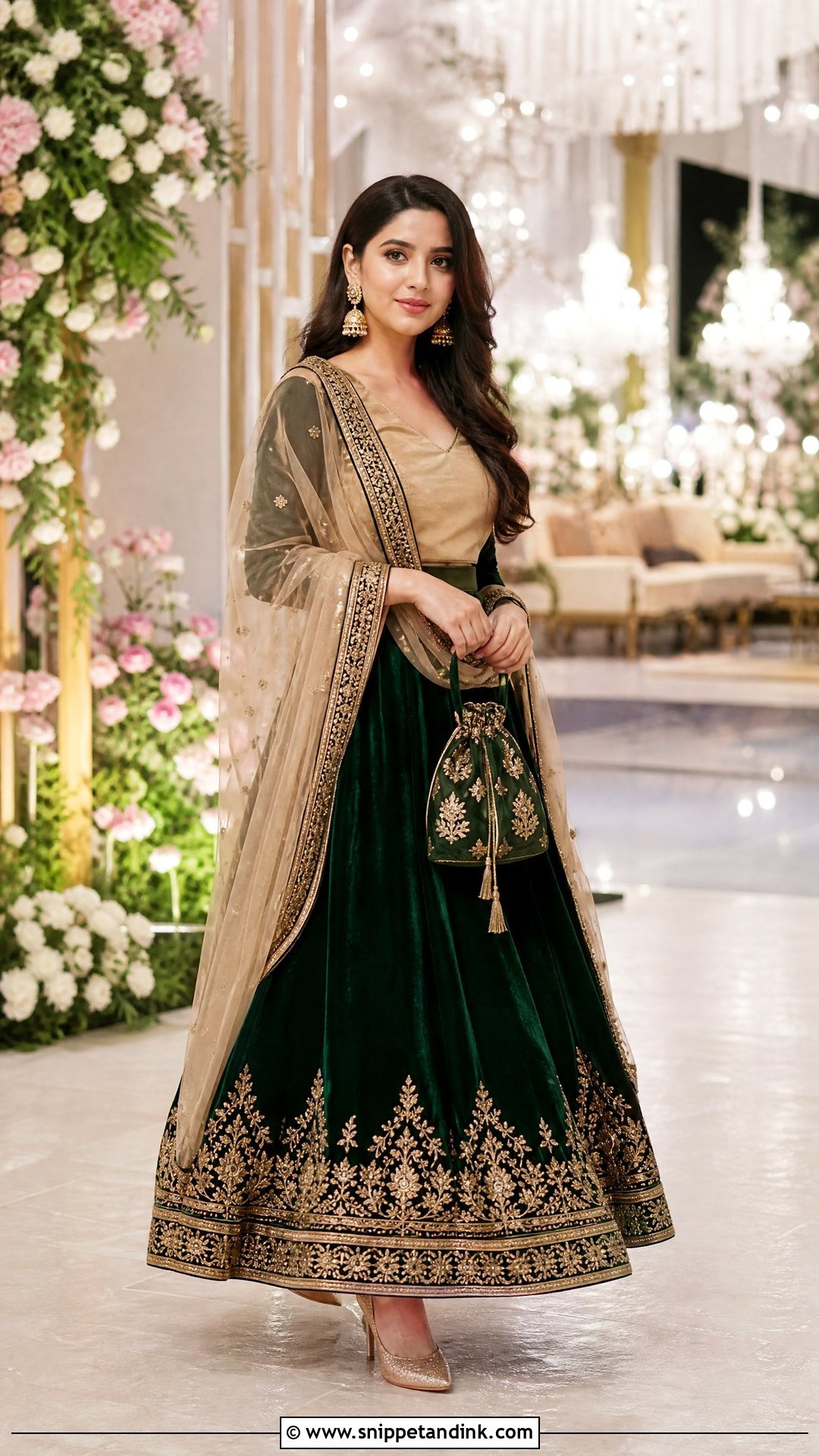 Velvet Lehenga for Winter Sangeet - Snippet and Ink - 20 Outfits for Sangeet Indian Weddings