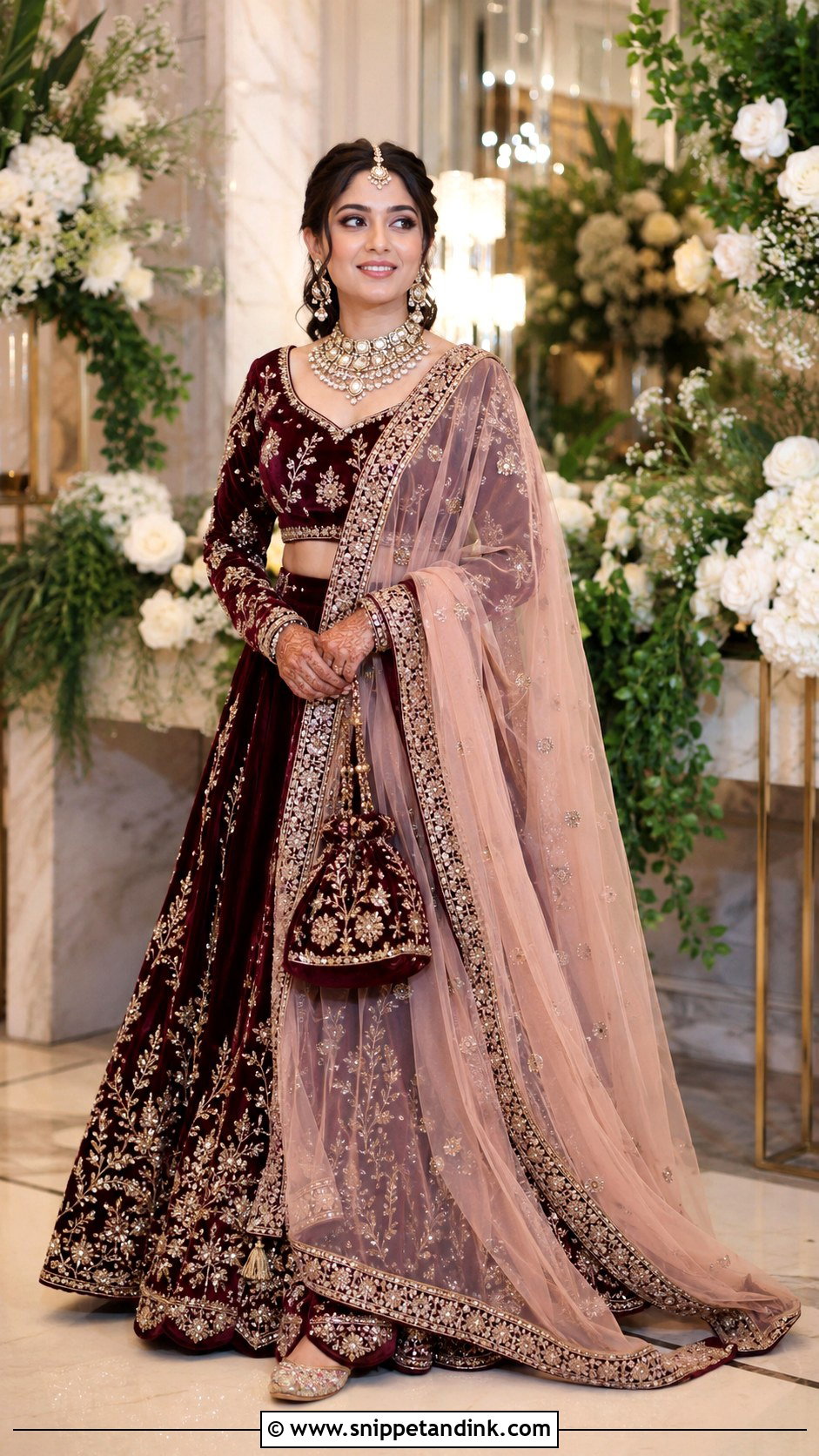 Velvet Lehenga for Winter Wedding Party - Snippet and Ink - 20 Indian Dress for Wedding Party Ideas