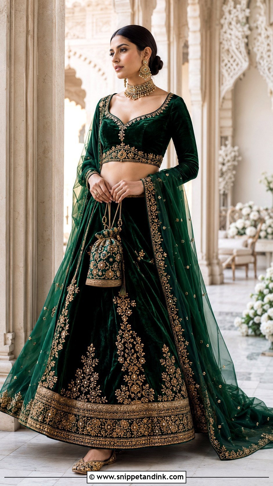 Velvet Lehenga for a Winter Wedding - Snippet and Ink - 20 Indian Sister Wedding Outfit Ideas