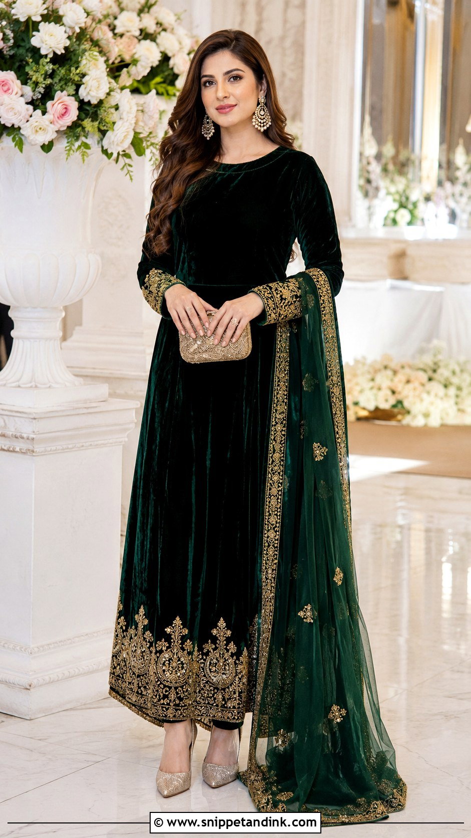 Velvet Long Frock for Winter Wedding - Snippet and Ink - 20 Long Frock for Wedding Ideas