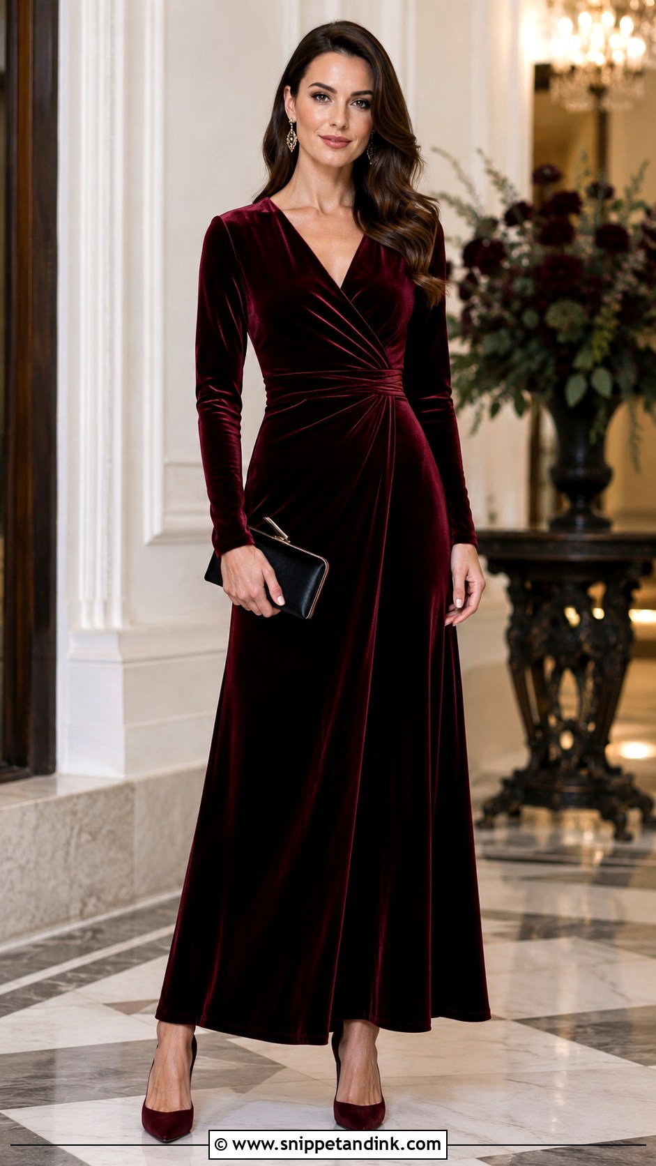 Velvet Long Sleeve Gown - Snippet and Ink - 20 New Gown Design Ideas
