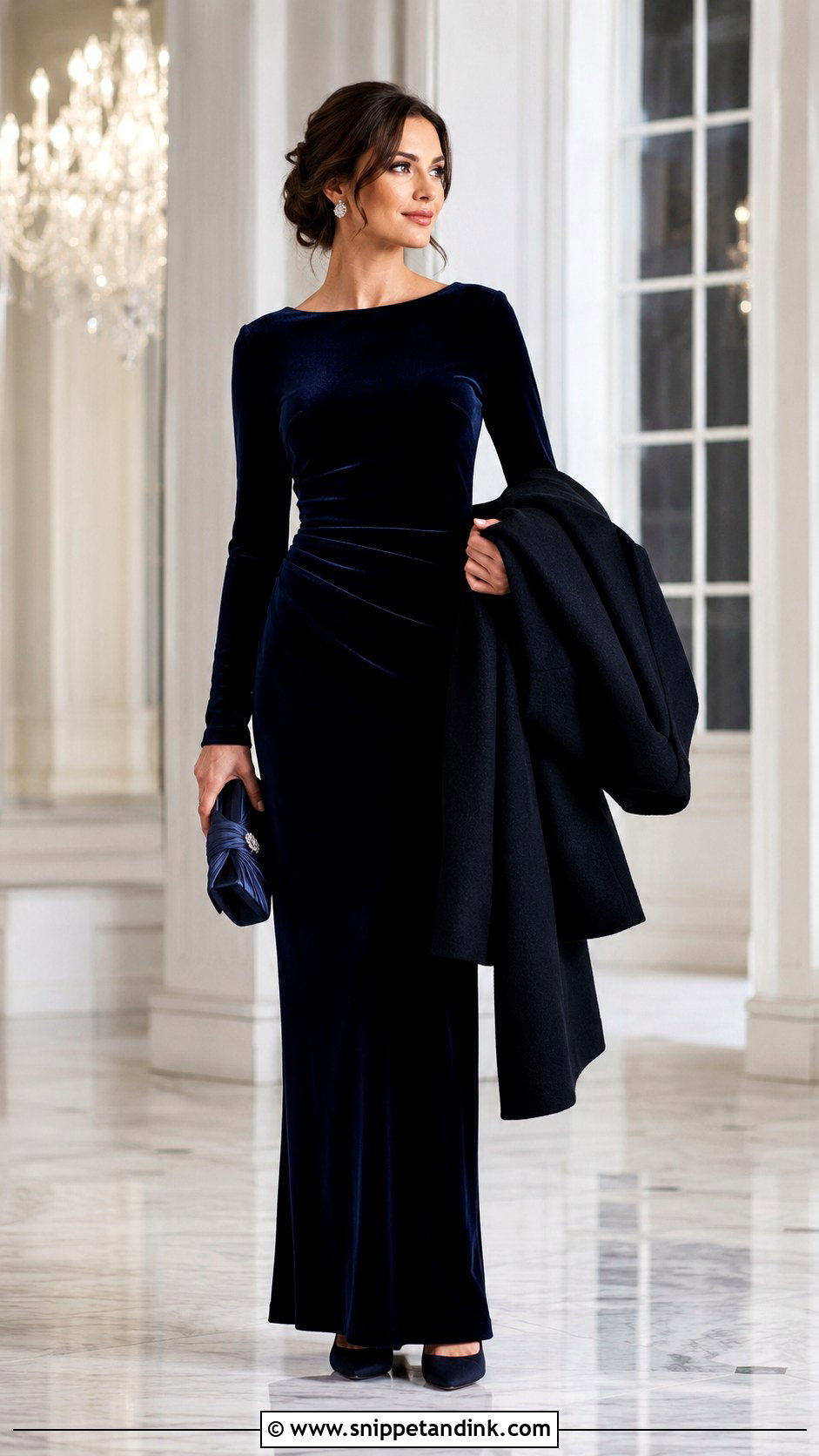 Velvet Long Sleeve Maxi Dress for Wedding - Snippet and Ink - 20 Modest Dresses for Wedding