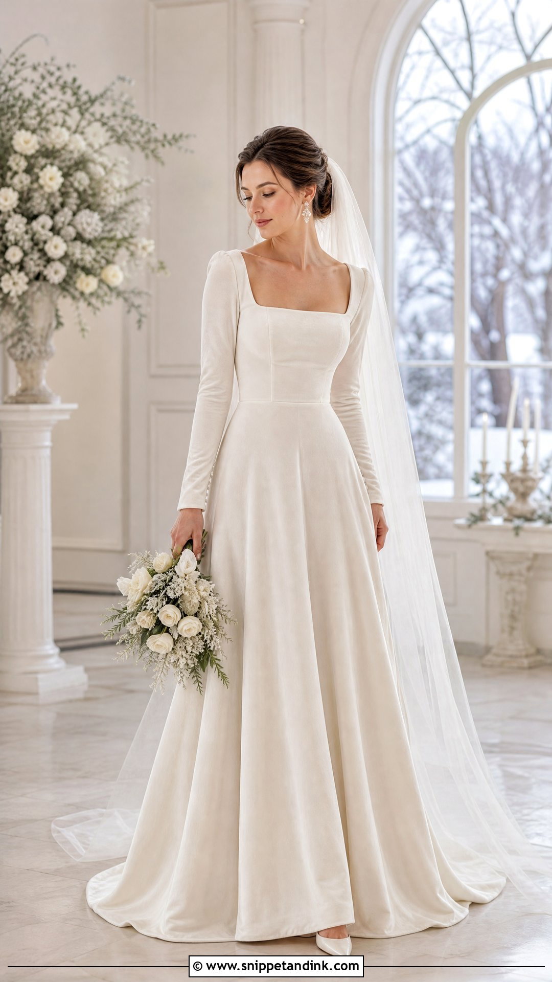 Velvet Long Sleeve Winter Wedding Dress - Snippet and Ink - 25 Vintage Long Sleeve Wedding Dress Ideas