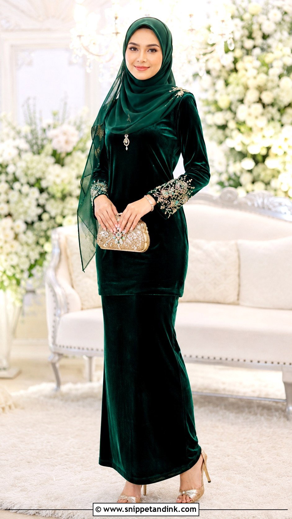 Velvet Malay Wedding Dress - Snippet and Ink - 30 Malay Wedding Dress Ideas