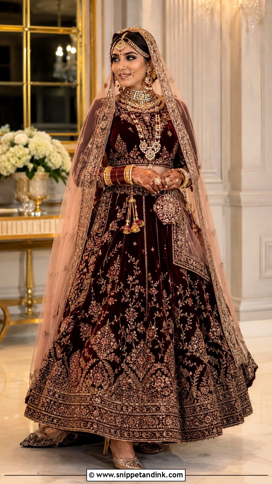Velvet Marwadi Bridal Lehenga - Snippet and Ink - 25 Marwadi Bride Ideas