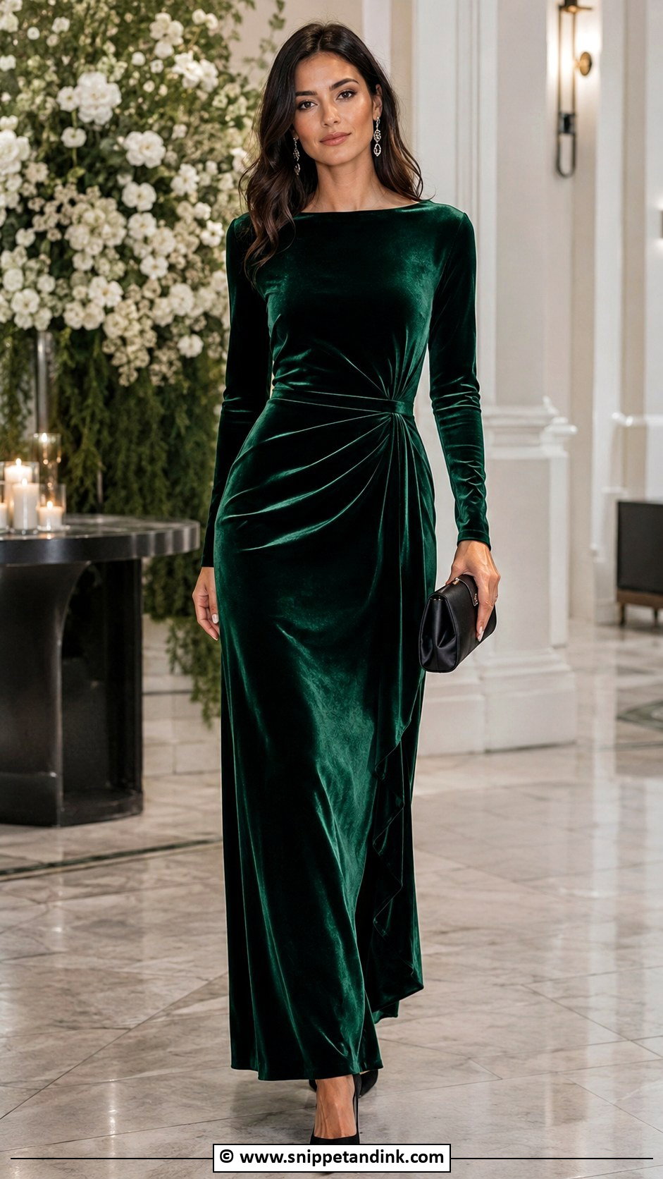 Velvet Maxi Dress For Winter Wedding - Snippet and Ink - 25 Winter Wedding Dresses