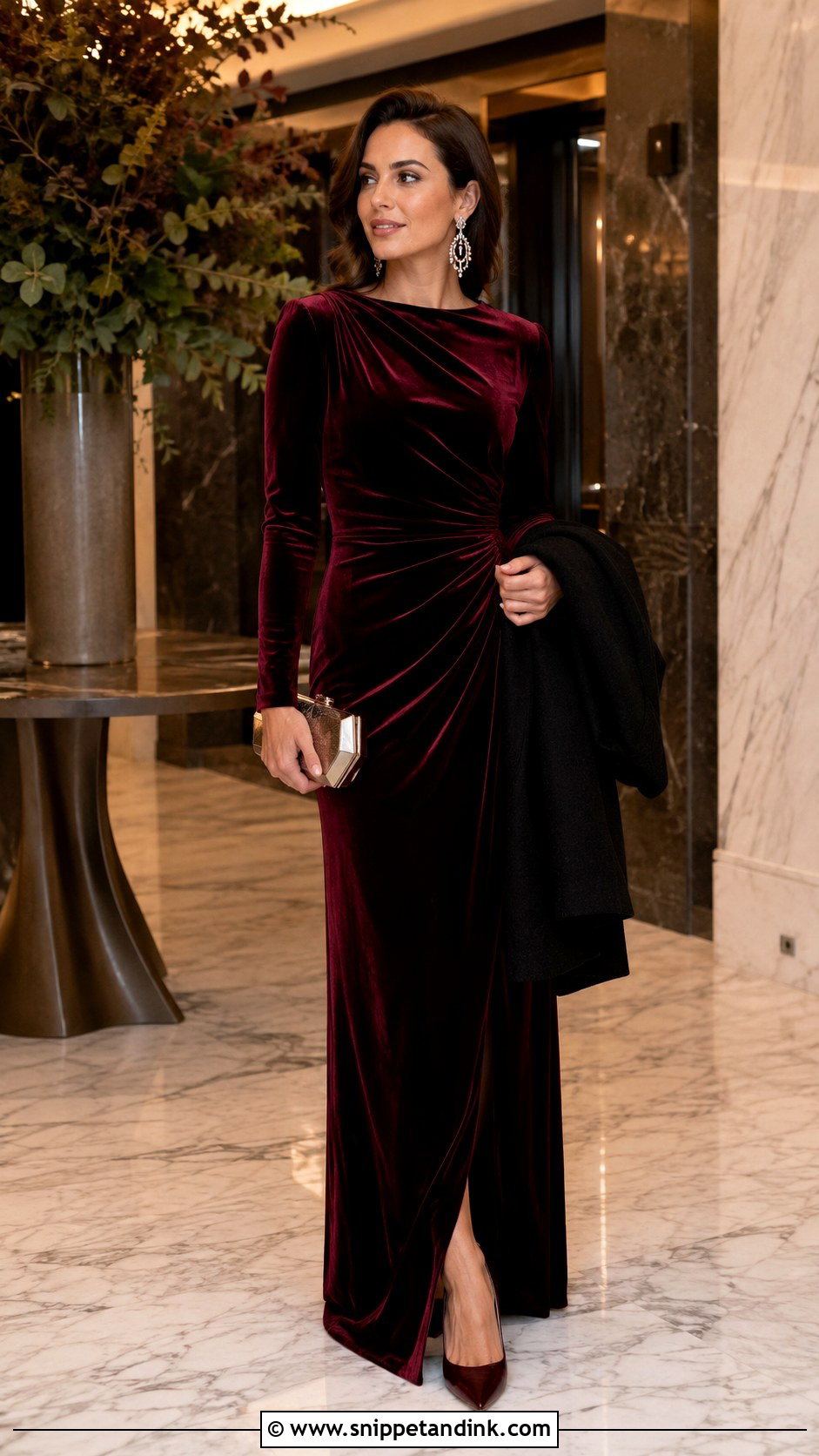Velvet Maxi Dress Wedding Outfit - Snippet and Ink - 20 Style for Wedding Ideas